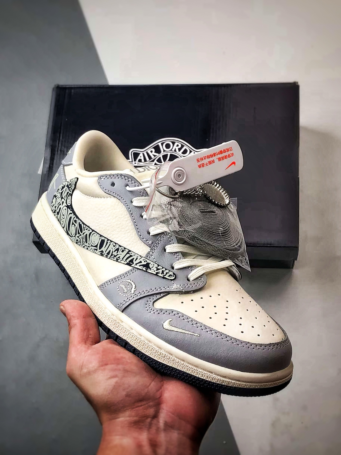 290 Air Jordan 1 Low ”高端定制” 迪奥米灰黑印花倒钩 XS2024-023