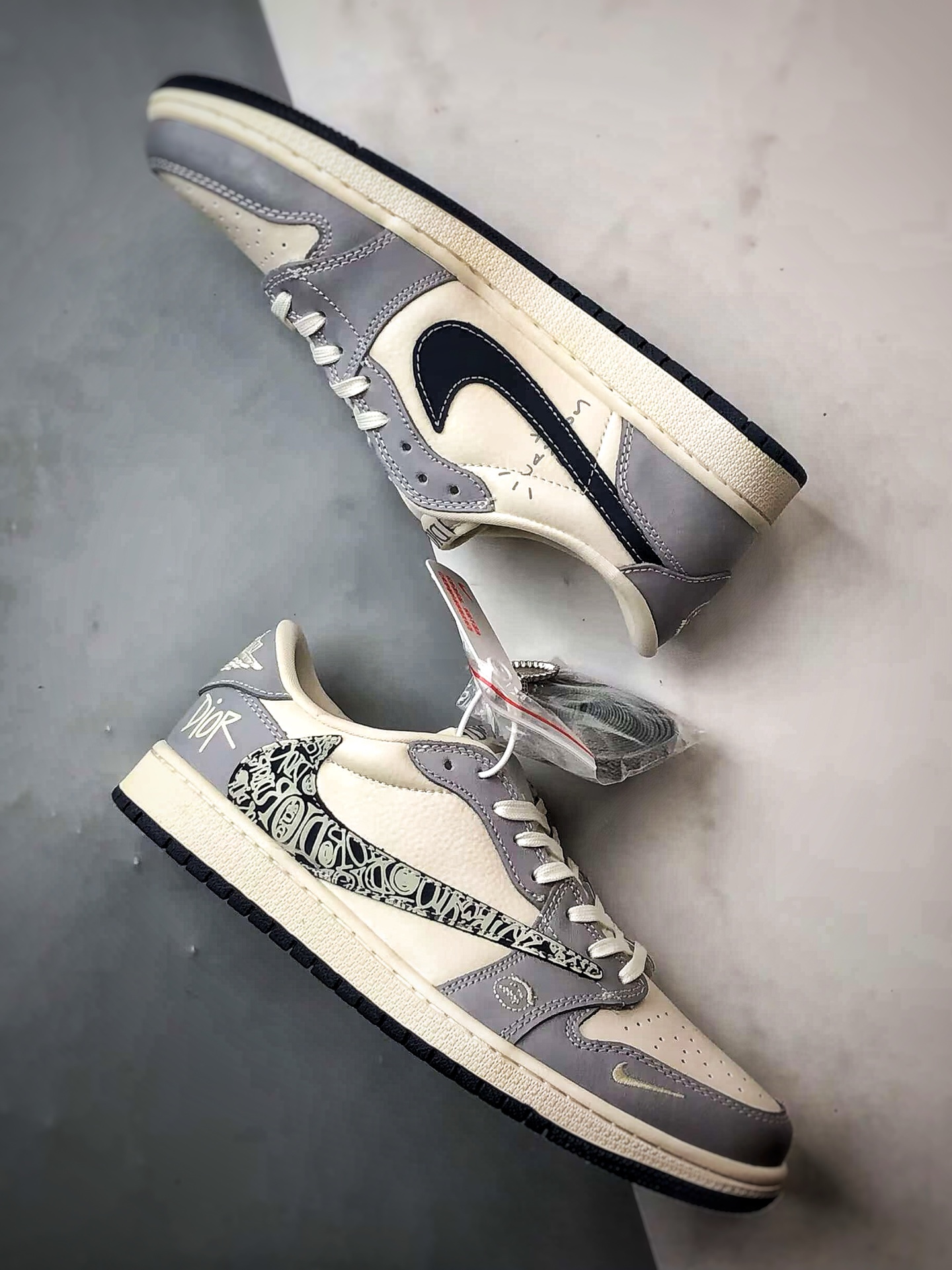 290 Air Jordan 1 Low ”高端定制” 迪奥米灰黑印花倒钩 XS2024-023