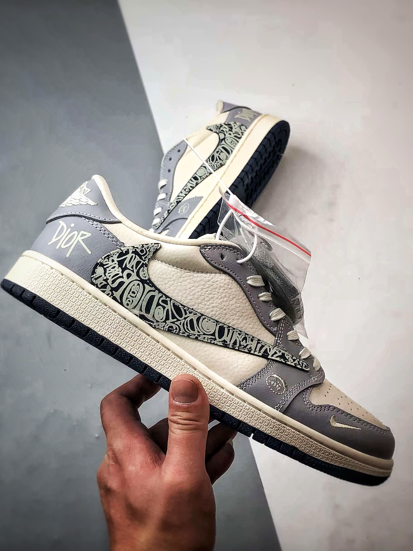 290 Air Jordan 1 Low ”高端定制” 迪奥米灰黑印花倒钩 XS2024-023