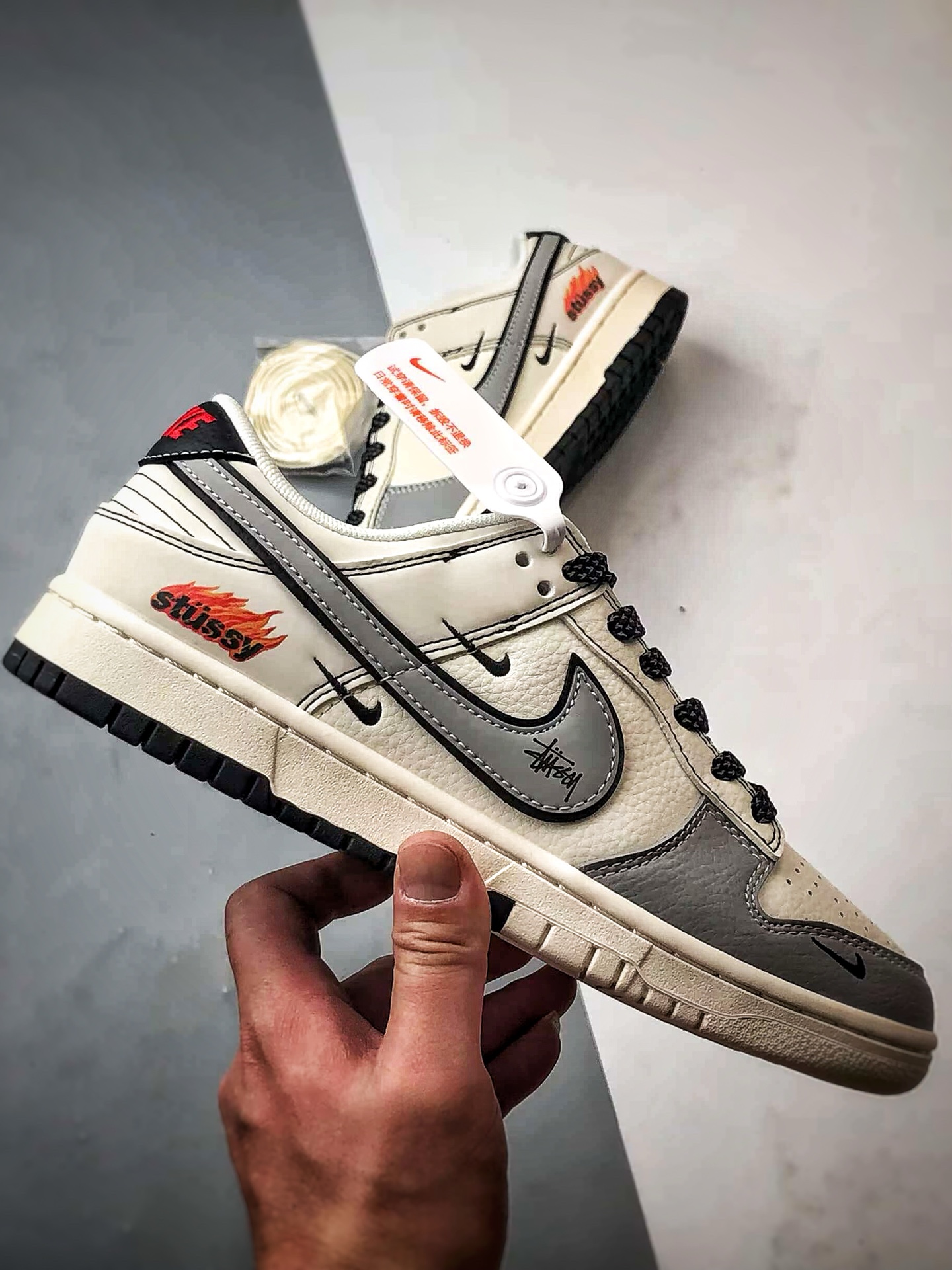 290 NK Dunk Low Retro ”DIY高端定制” 斯图西米灰黑 低帮休闲运动板鞋 ZH2598-227