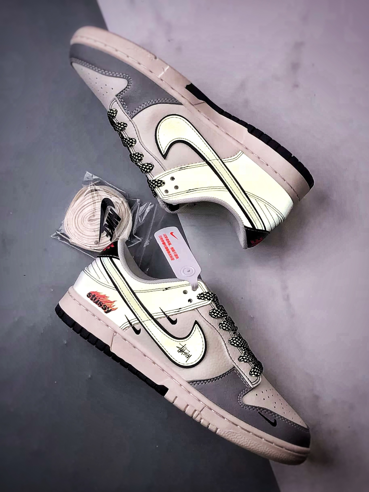 290 NK Dunk Low Retro ”DIY高端定制” 斯图西米灰黑 低帮休闲运动板鞋 ZH2598-227