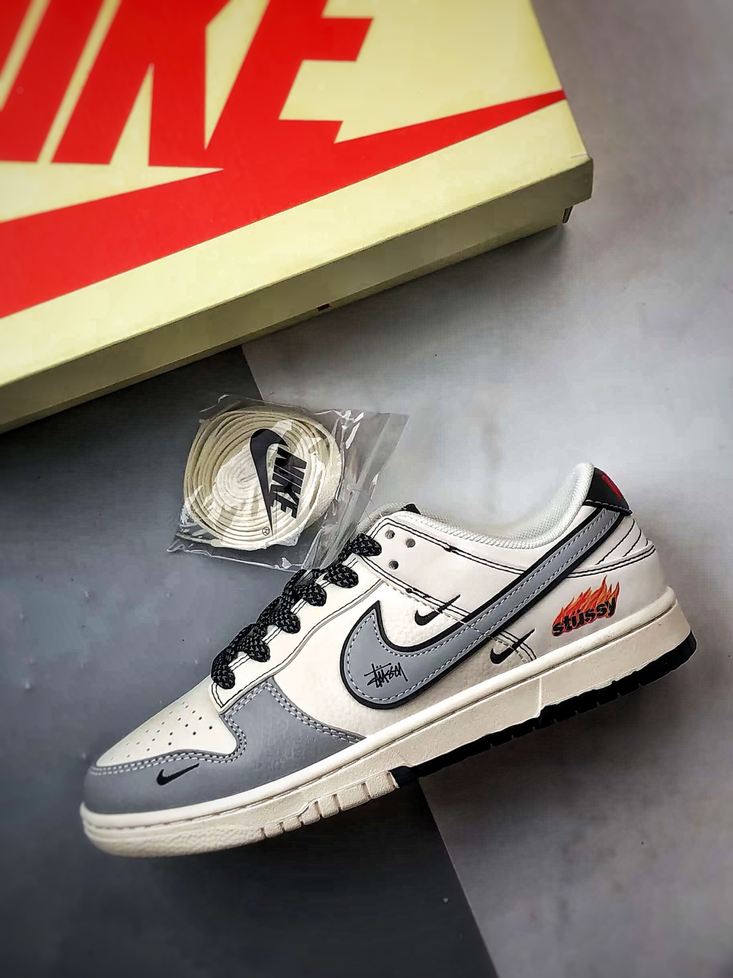 290 NK Dunk Low Retro ”DIY高端定制” 斯图西米灰黑 低帮休闲运动板鞋 ZH2598-227