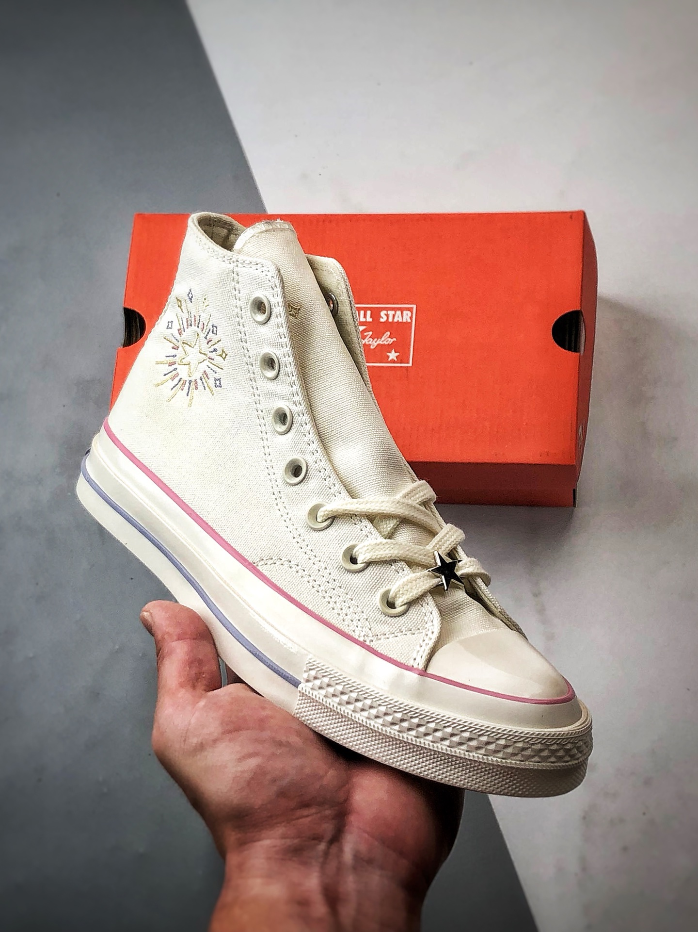 140 Converse Chuck 1970s Seasonal 米白 匡威官方新品 日月星辰高帮硫化帆布鞋 A15750C