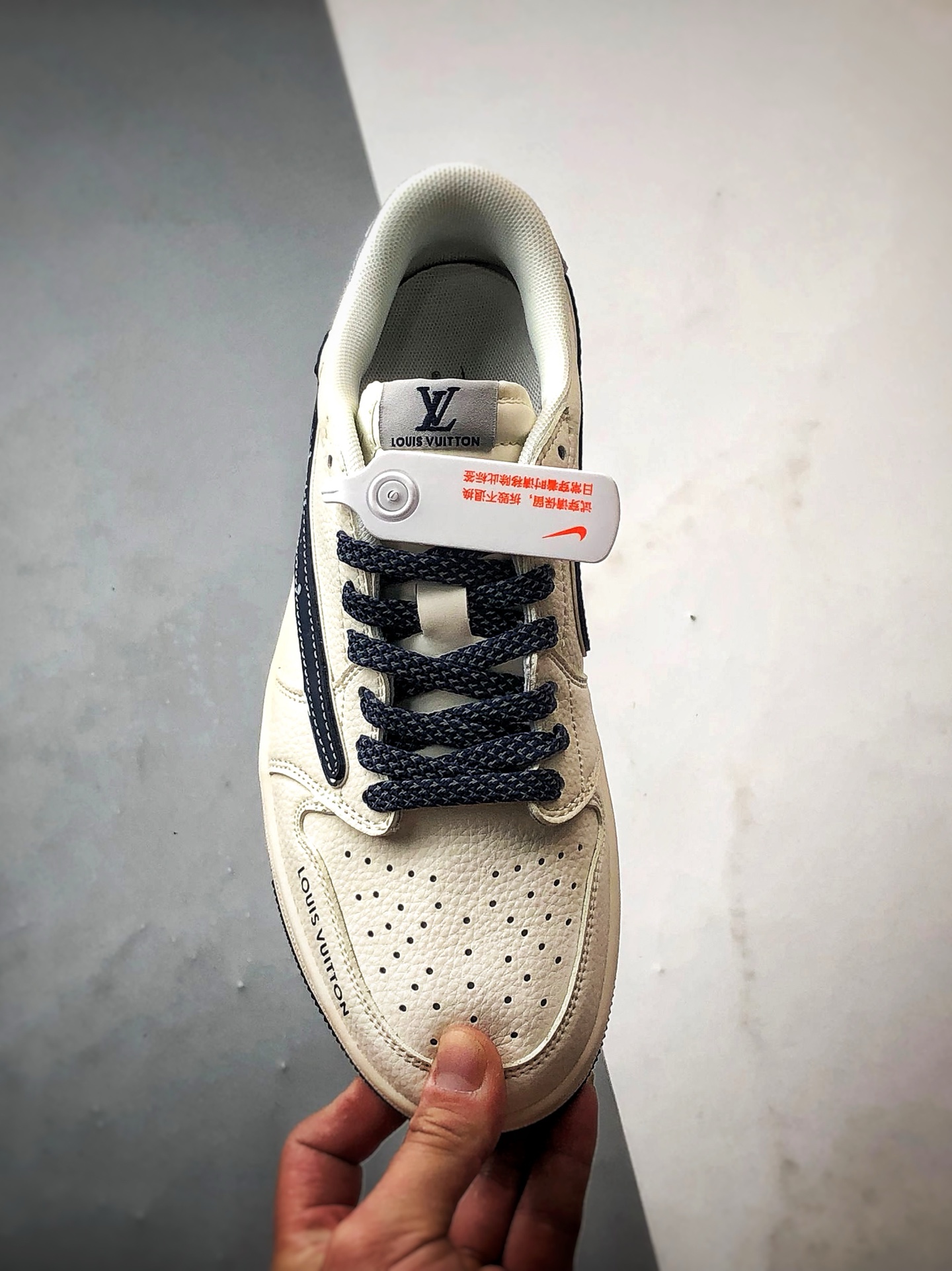 Air Jordan 1 Low ”高端定制” LV米灰深蓝雪花倒钩 ZH2598-242