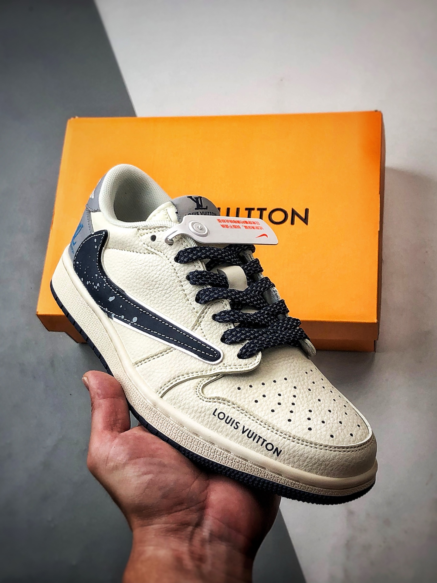 Air Jordan 1 Low ”高端定制” LV米灰深蓝雪花倒钩 ZH2598-242