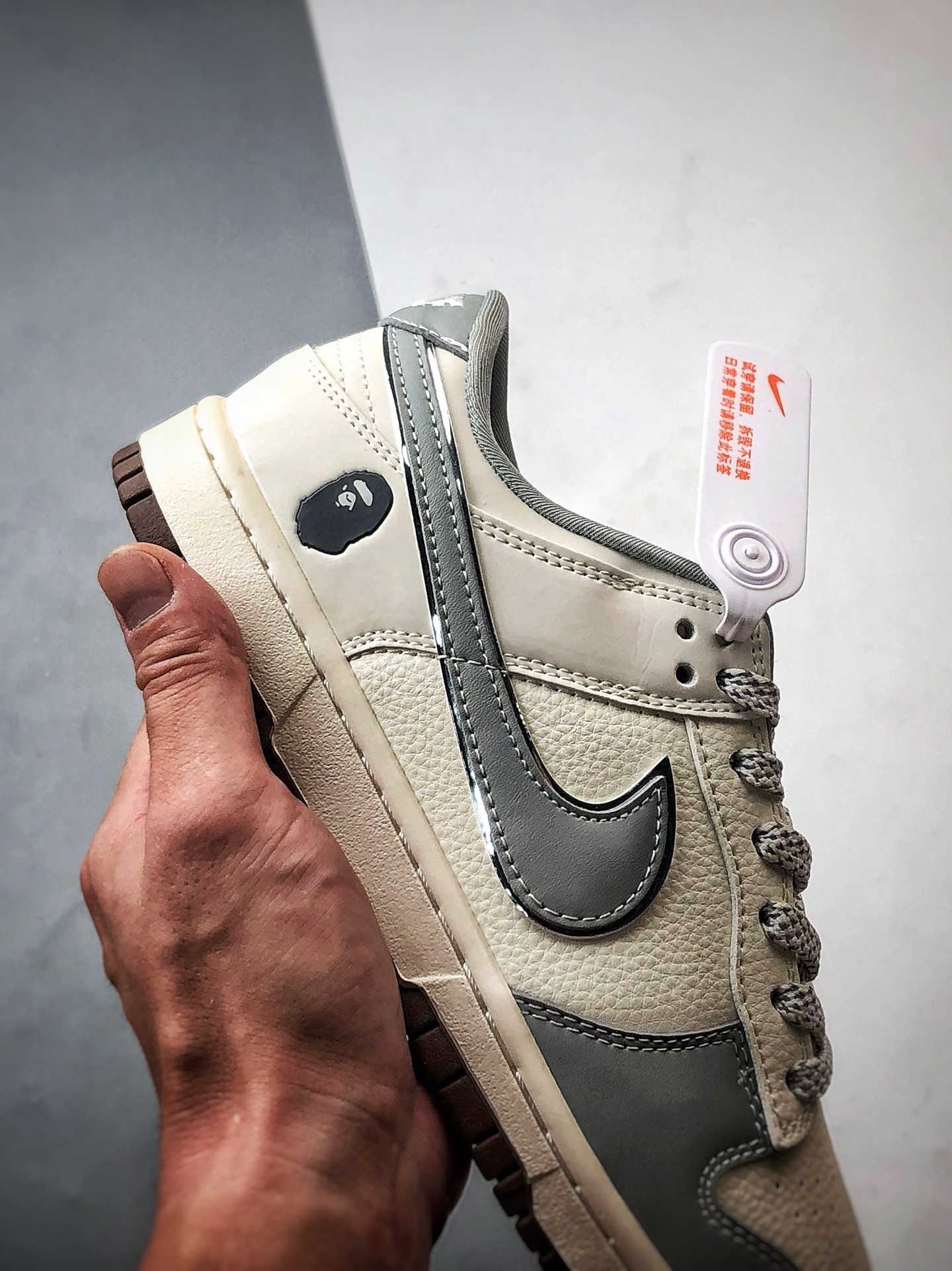 NK Dunk Low Retro ”DIY高端定制” Bape米白灰 低帮休闲运动板鞋 JJ2508-558