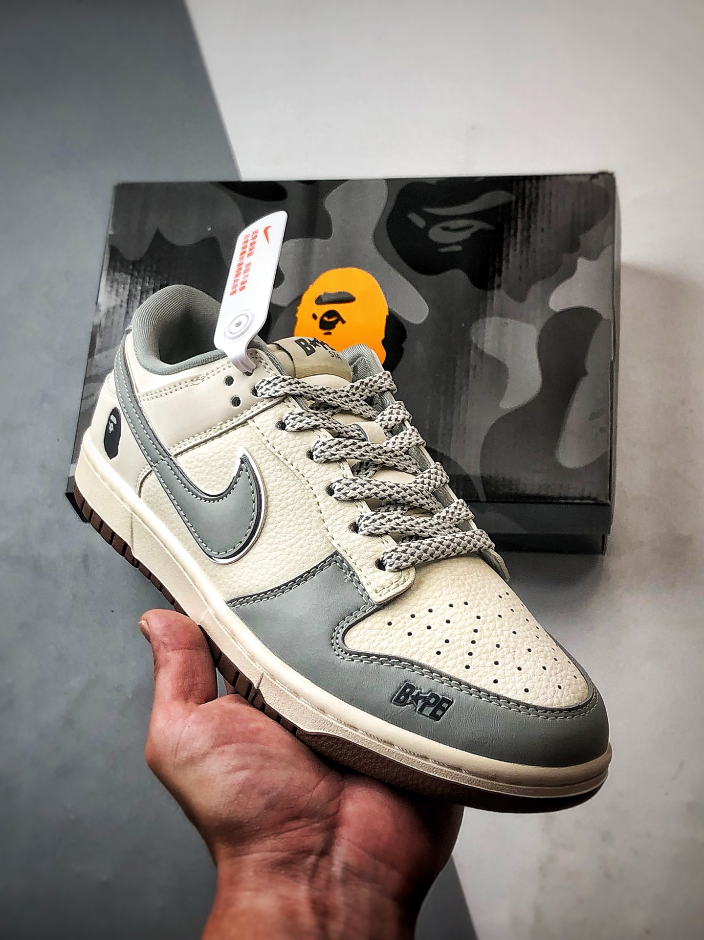 NK Dunk Low Retro ”DIY高端定制” Bape米白灰 低帮休闲运动板鞋 JJ2508-558