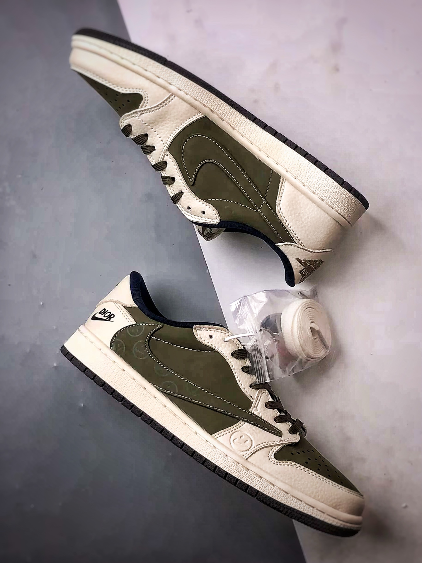 Air Jordan 1 Low ”高端定制” 迪奥米白军绿倒钩 LD2025-008
