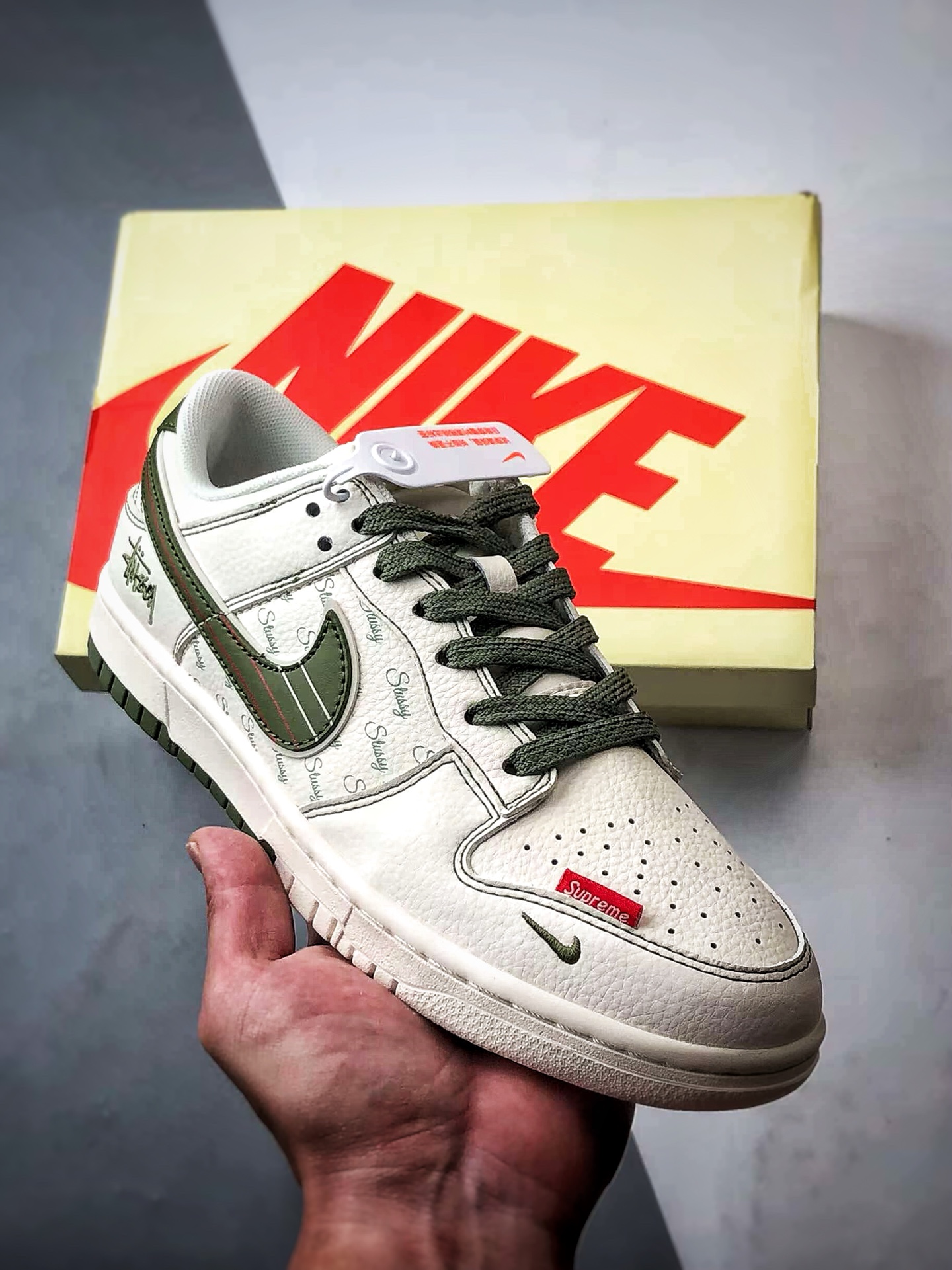 NK Dunk Low Retro ”DIY高端定制” 斯图西米白绿 低帮休闲运动板鞋 XS6089-533