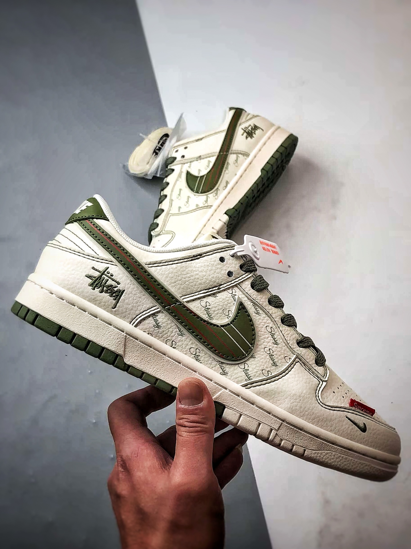 NK Dunk Low Retro ”DIY高端定制” 斯图西米白绿 低帮休闲运动板鞋 XS6089-533