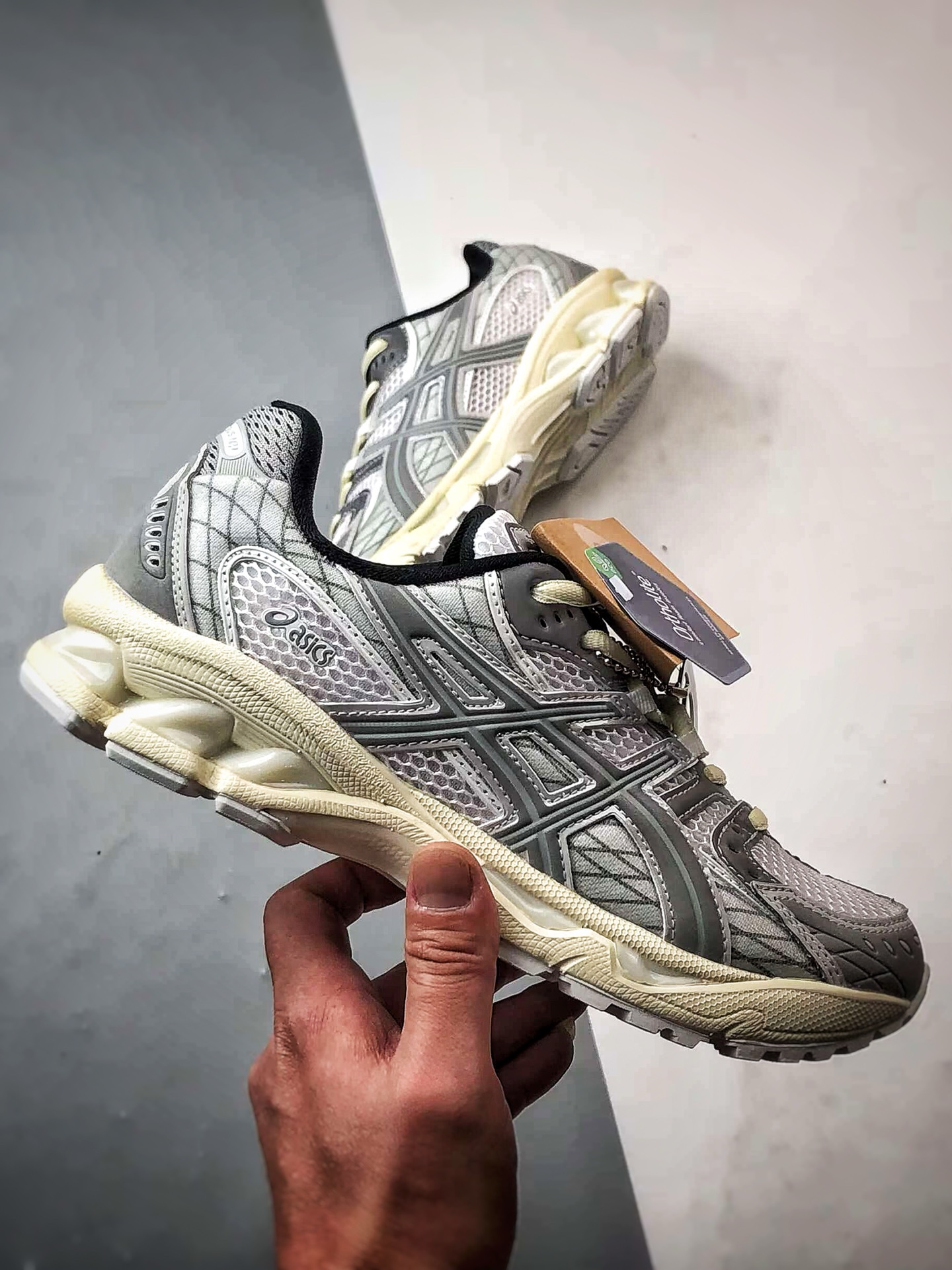 MIN-NANO x Asics Gel-Nimbus 10.1 白银 亚瑟士联名复古先锋潮流拼接休闲跑步鞋 1203A673-100