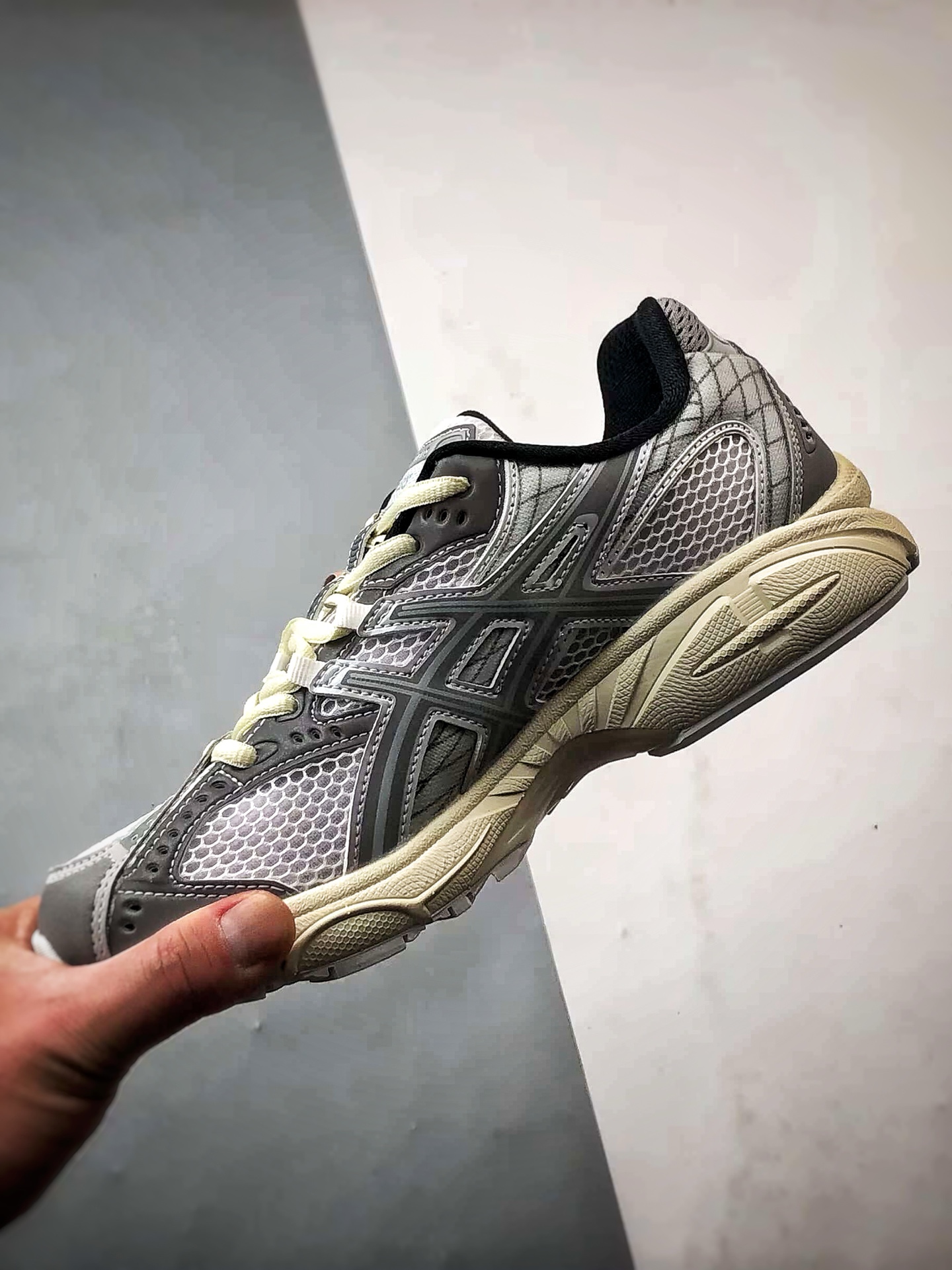 MIN-NANO x Asics Gel-Nimbus 10.1 白银 亚瑟士联名复古先锋潮流拼接休闲跑步鞋 1203A673-100