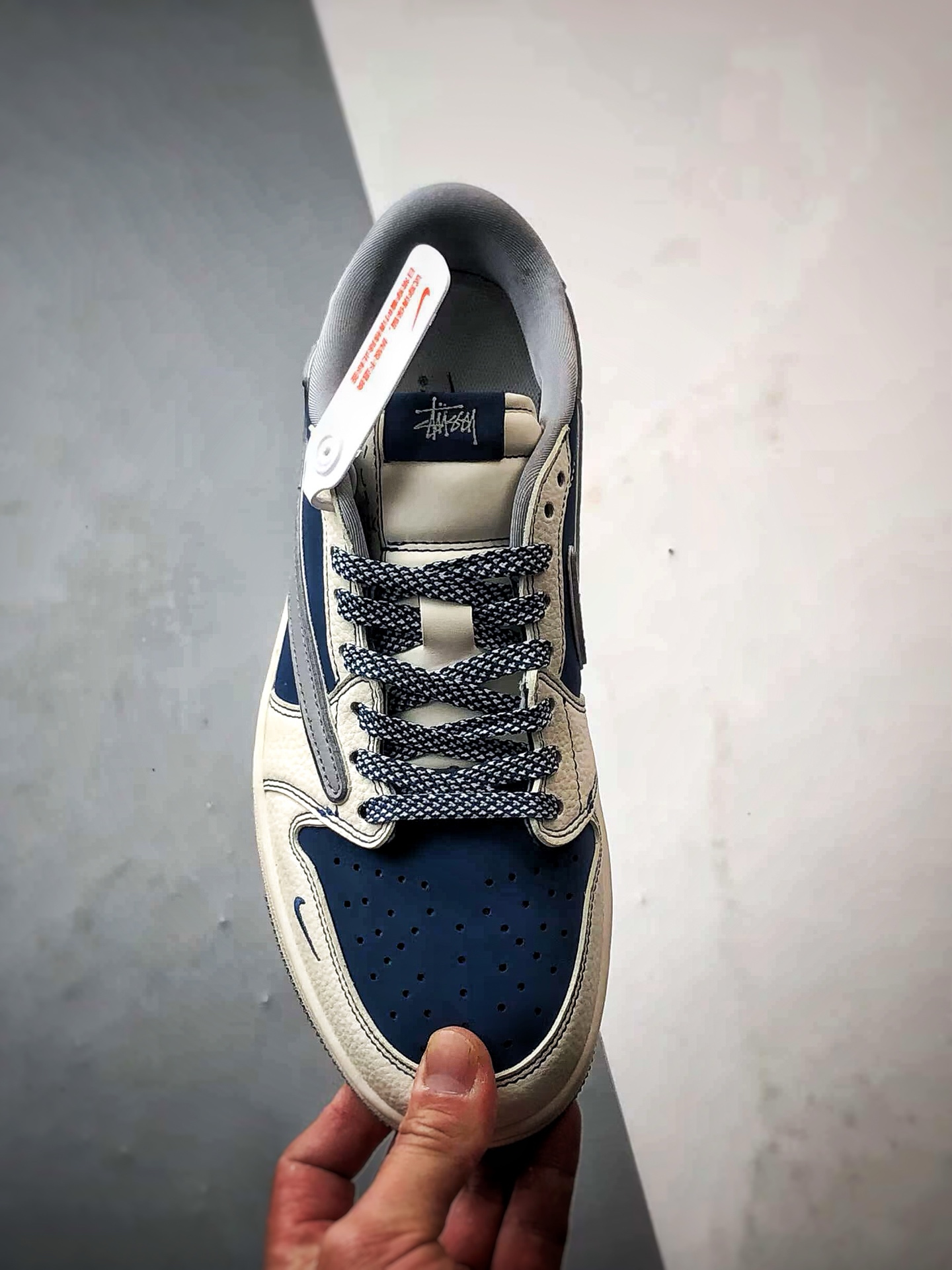 Air Jordan 1 Low ”高端定制” 斯图西米蓝灰倒钩 ZH2598-245