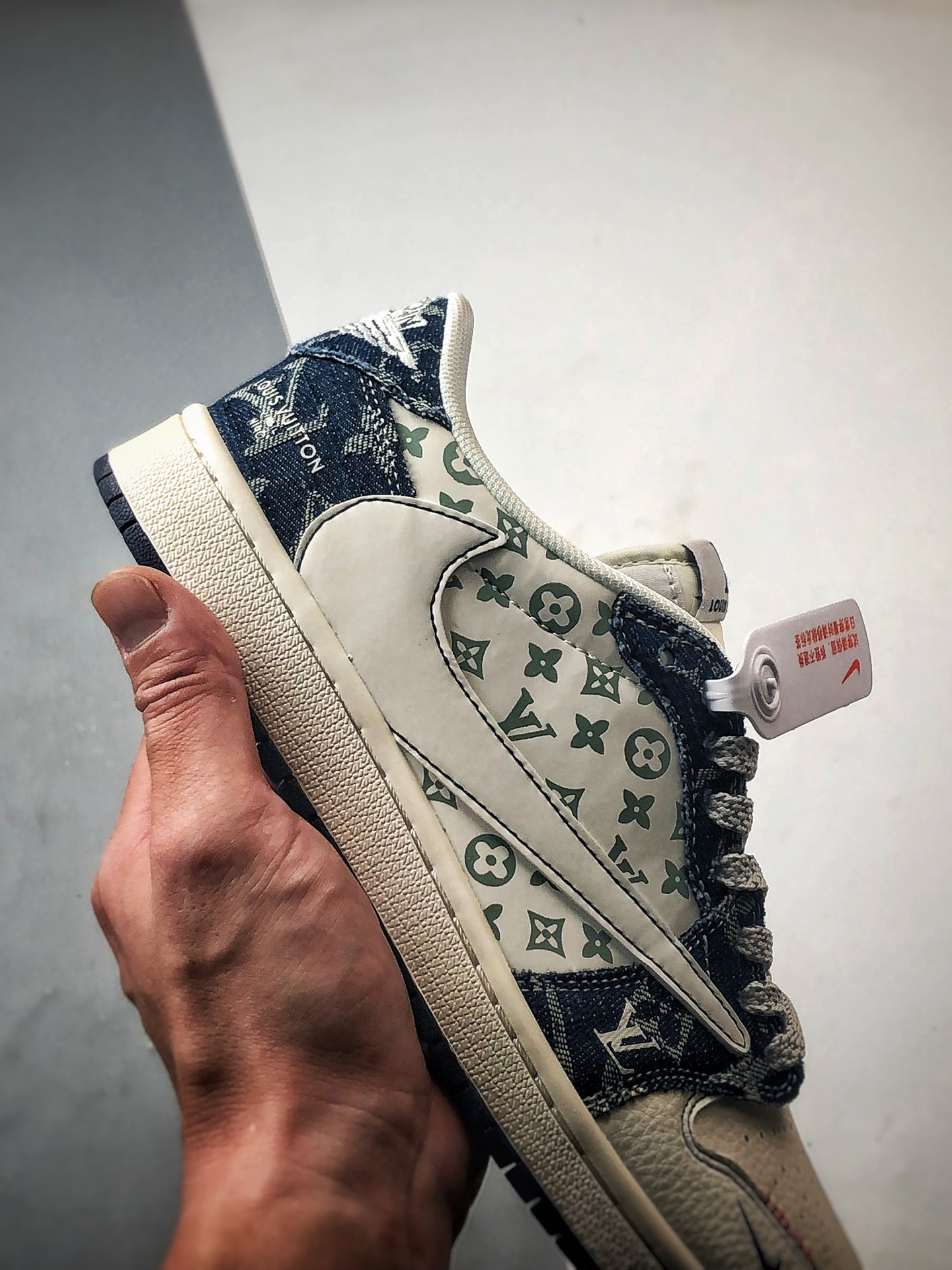 Air Jordan 1 Low OG ”高端定制” LV牛仔反光白蓝倒钩 YX5066-326