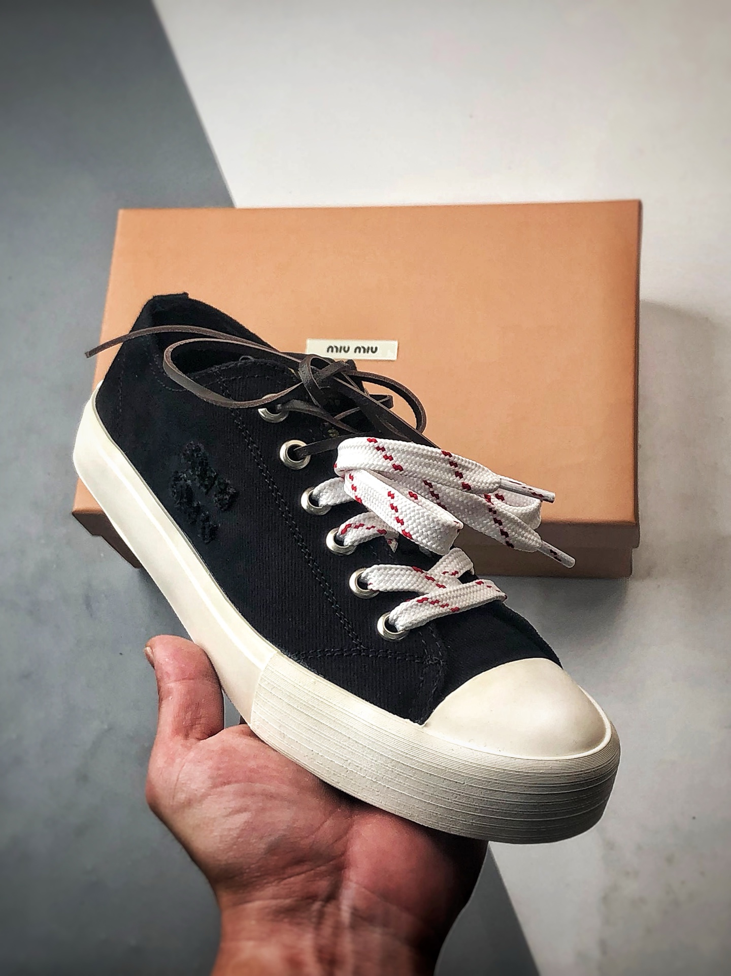380 MiuMiu/缪缪 牛仔布厚底休闲运动帆布鞋 25ss官方最新款 小红书爆款推荐