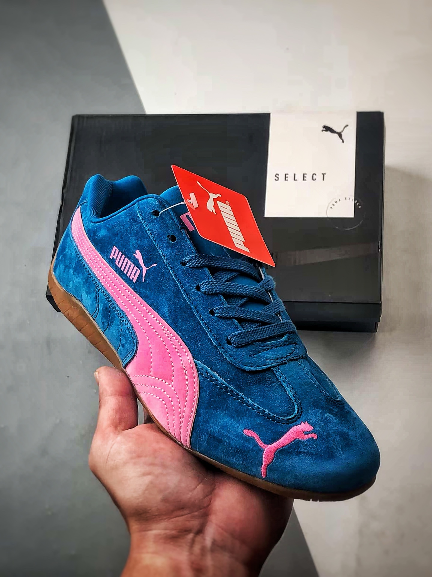 180 Puma Speedcet 蓝粉色 彪马低帮复古运动休闲赛车跑鞋 398846-43