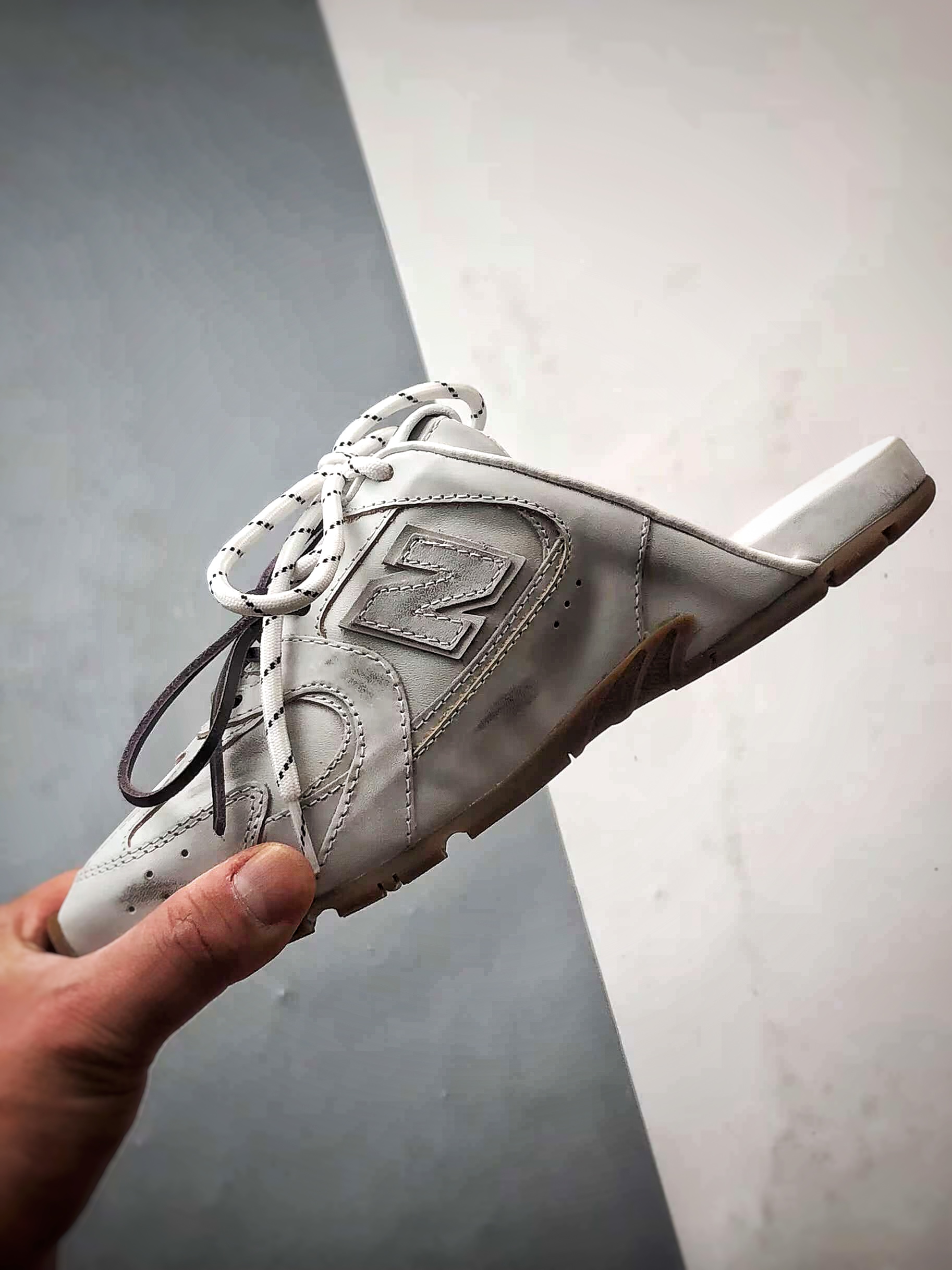 Miu Miu缪缪 x New Balance NB530 白棕做旧 春夏新款 圆头平底包头半拖拖鞋