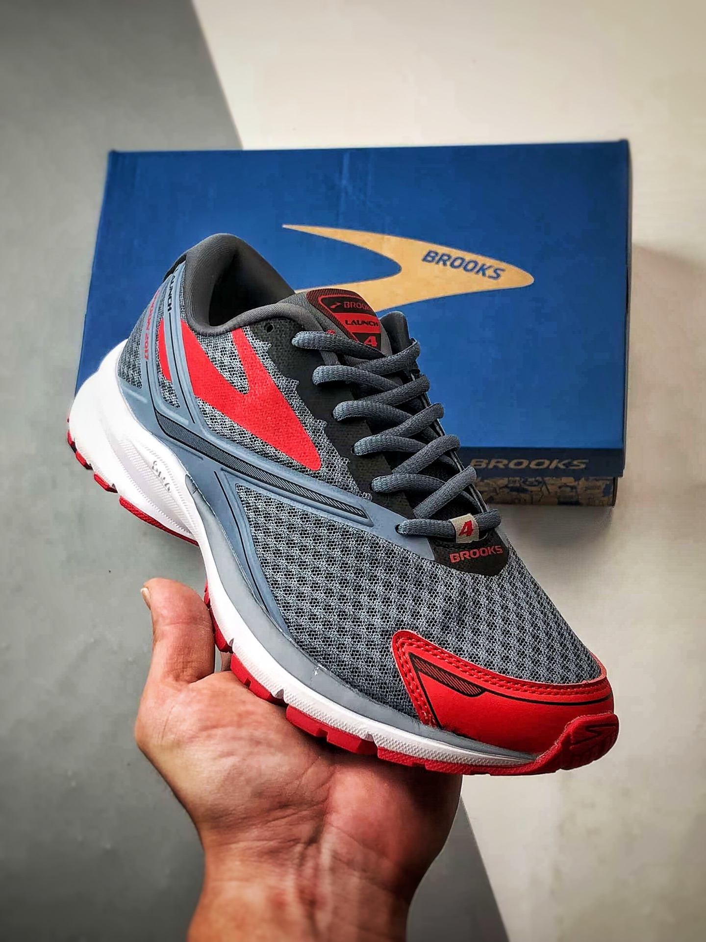 200 Brooks/布鲁克斯 Glycerin 19 灰蓝红 甘油19代低帮缓震运动慢跑鞋