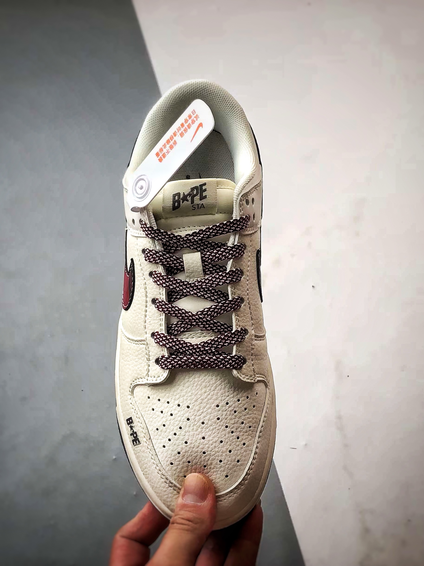 290 NK Dunk Low Retro ”DIY高端定制” Bape米白灰红钩 低帮休闲运动板鞋 JJ2508-561