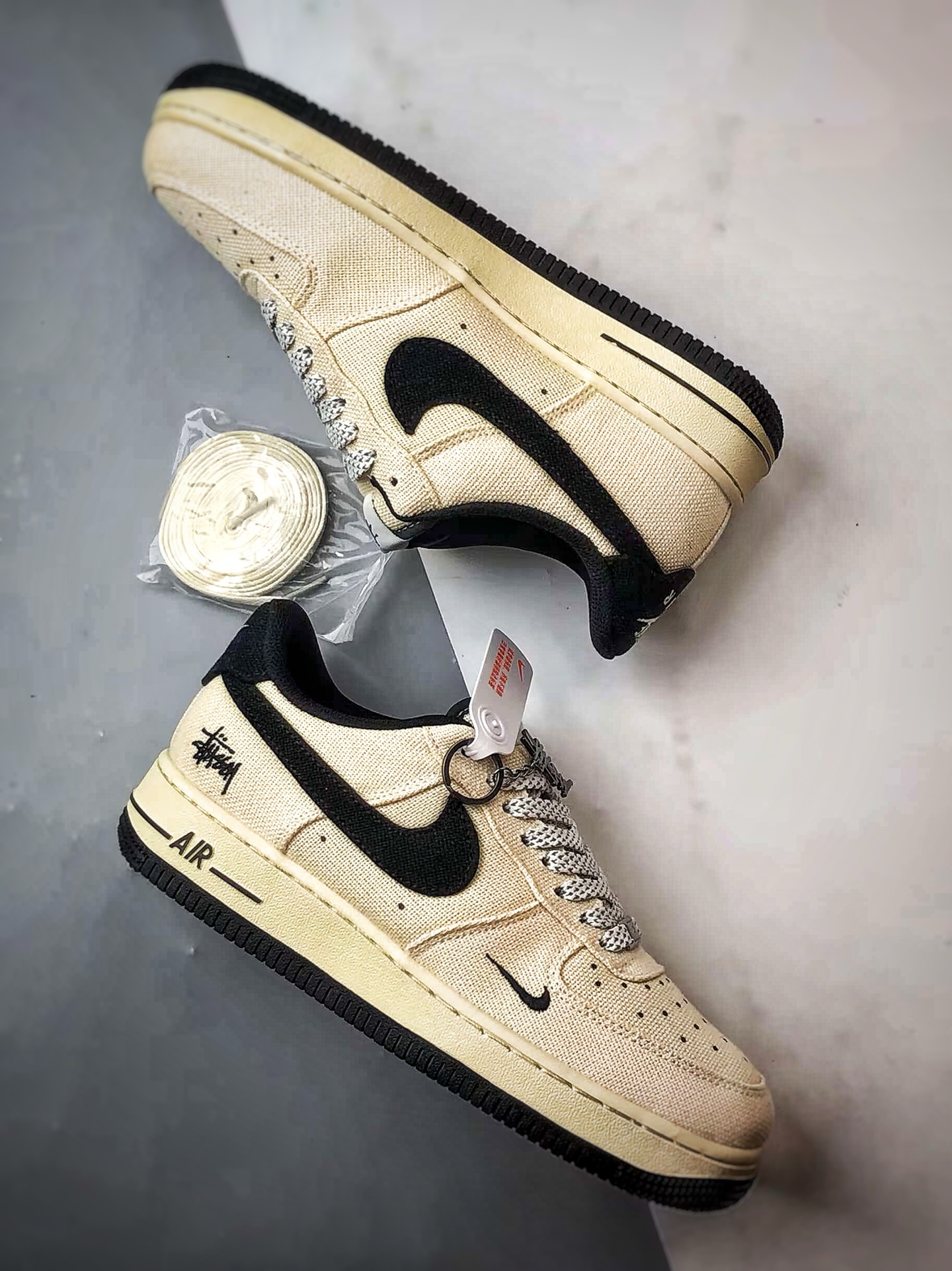 280 Stussy x Air Force 1 Low 麻布米黄黑 XX3168-153