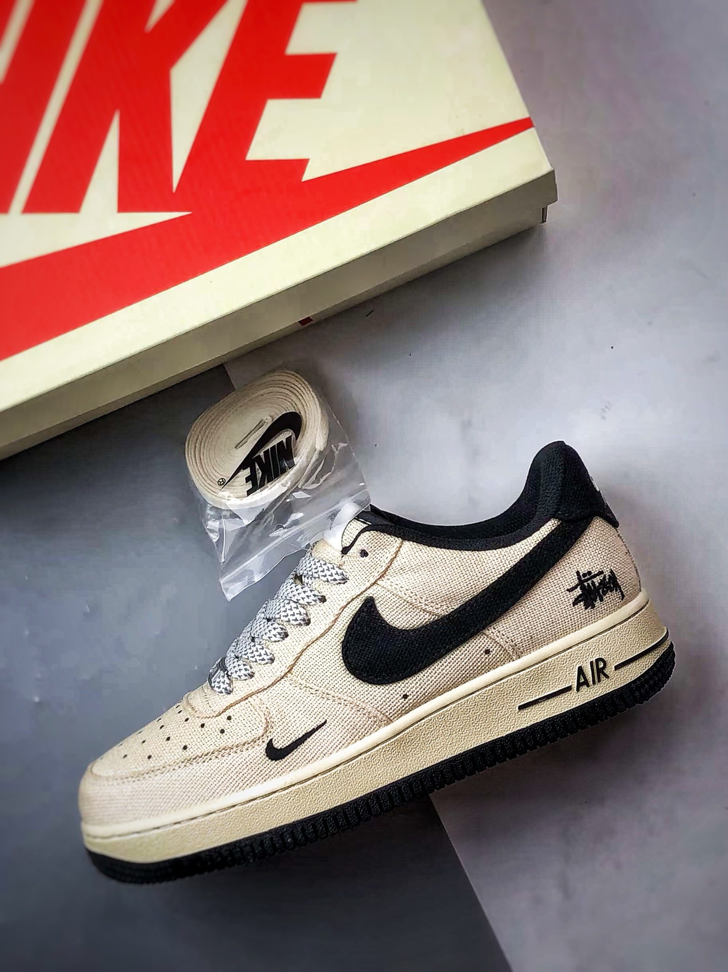 280 Stussy x Air Force 1 Low 麻布米黄黑 XX3168-153