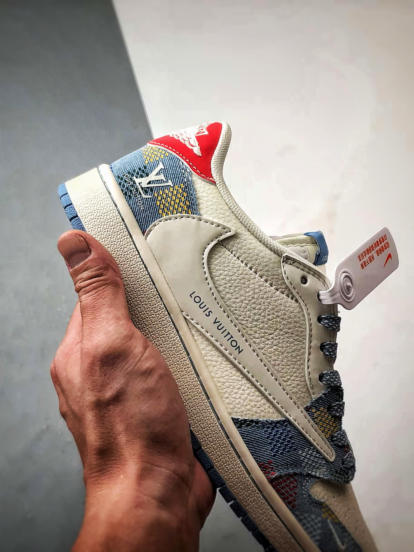 Air Jordan 1 Low OG ”高端定制” LV牛仔拼接白蓝倒钩 FC1688-232