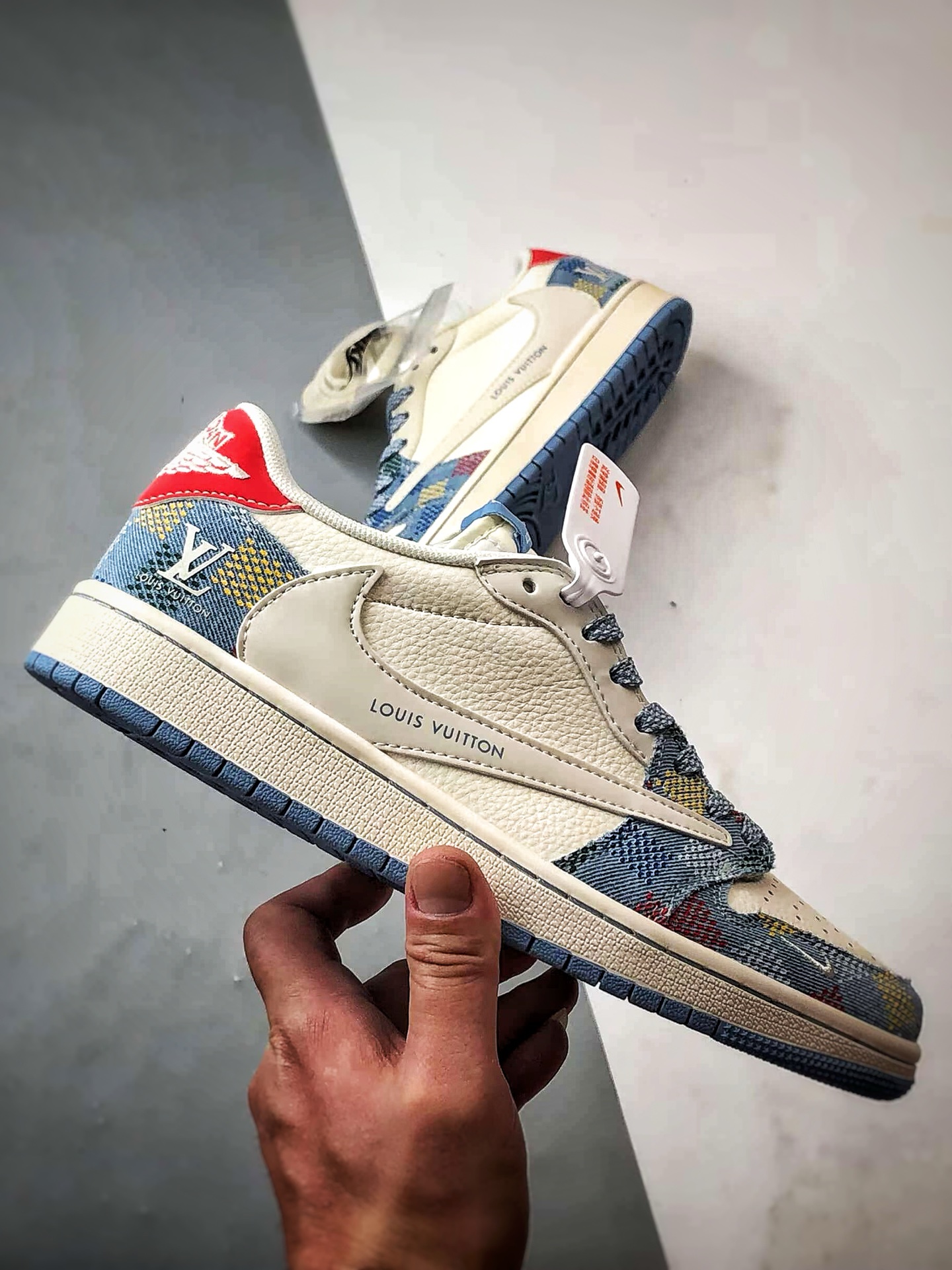 Air Jordan 1 Low OG ”高端定制” LV牛仔拼接白蓝倒钩 FC1688-232