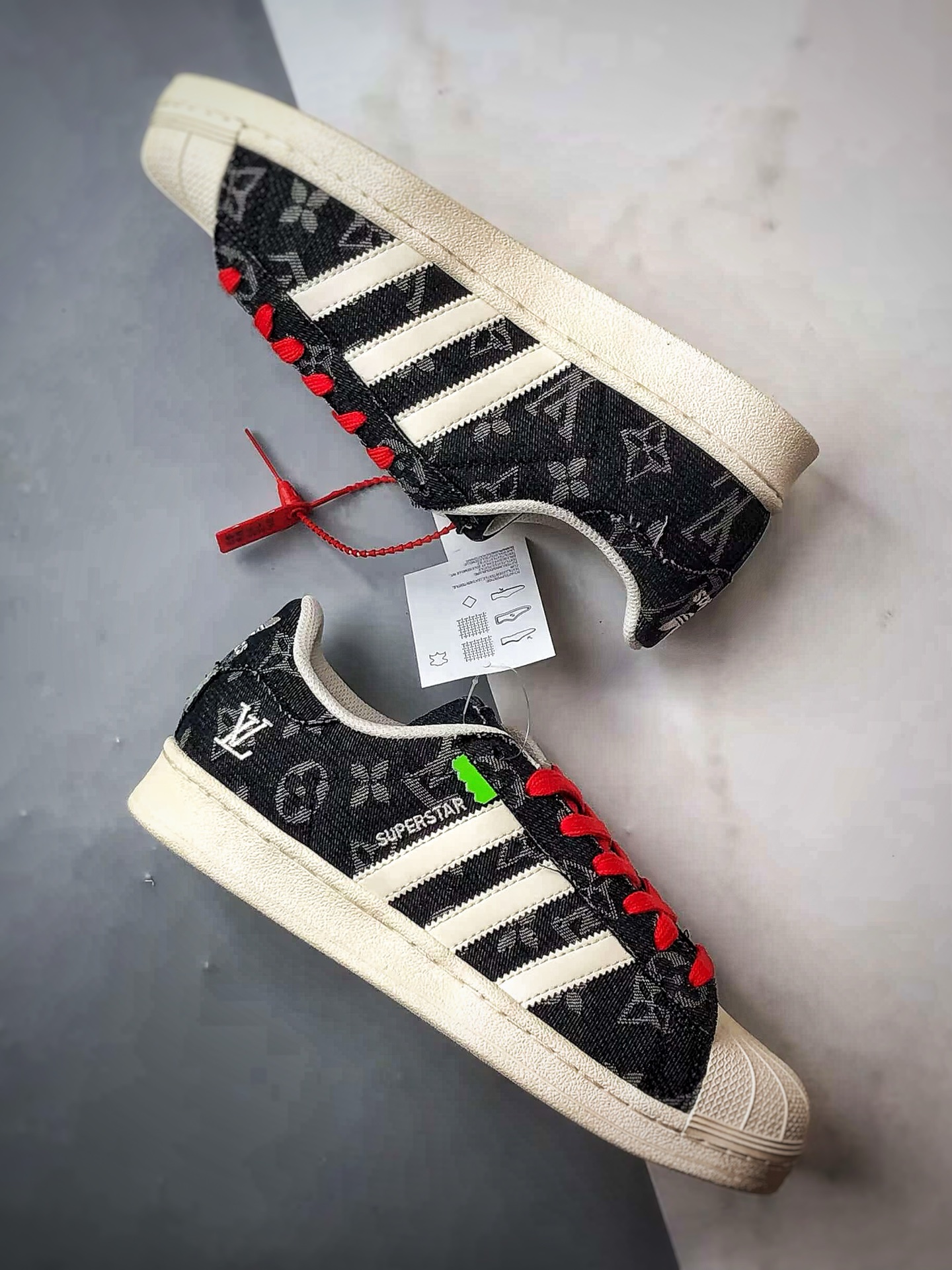 200 LV x AD Originals Superstar 黑白牛仔老花贝壳头 IG1988