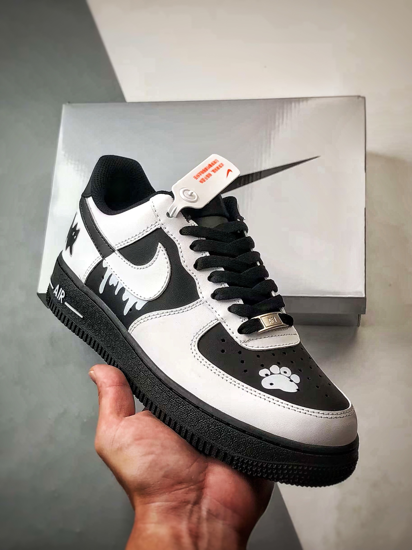 280 【定制球鞋】Air Force 1 Low 灰色地带 白黑 经典休闲运动板鞋 ZH0316-077
