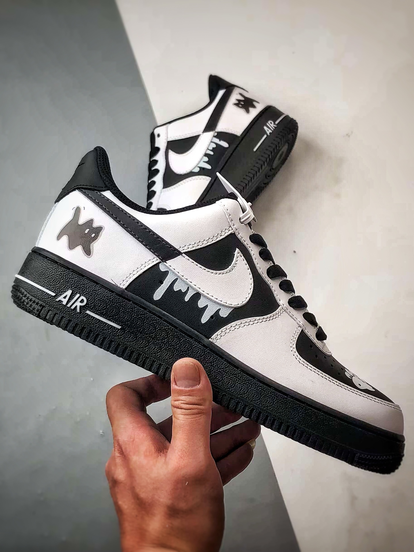 280 【定制球鞋】Air Force 1 Low 灰色地带 白黑 经典休闲运动板鞋 ZH0316-077