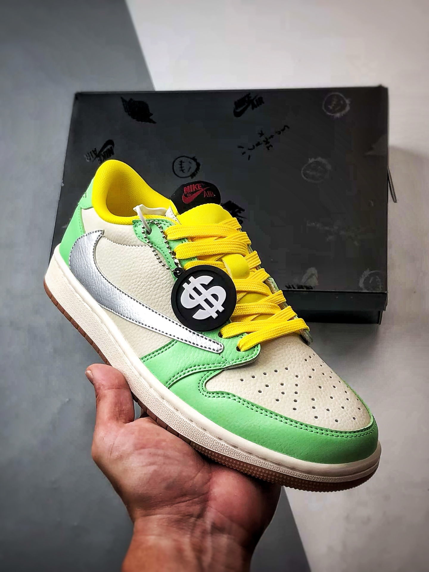 300 Air Jordan 1 Low OG ”高端定制” 米绿黄银倒钩 DN6901-092