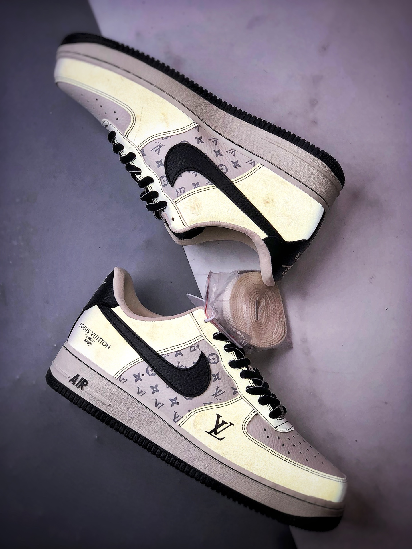 280 LV x Air Force 1 Low 印花米白黑 BZ6808-102
