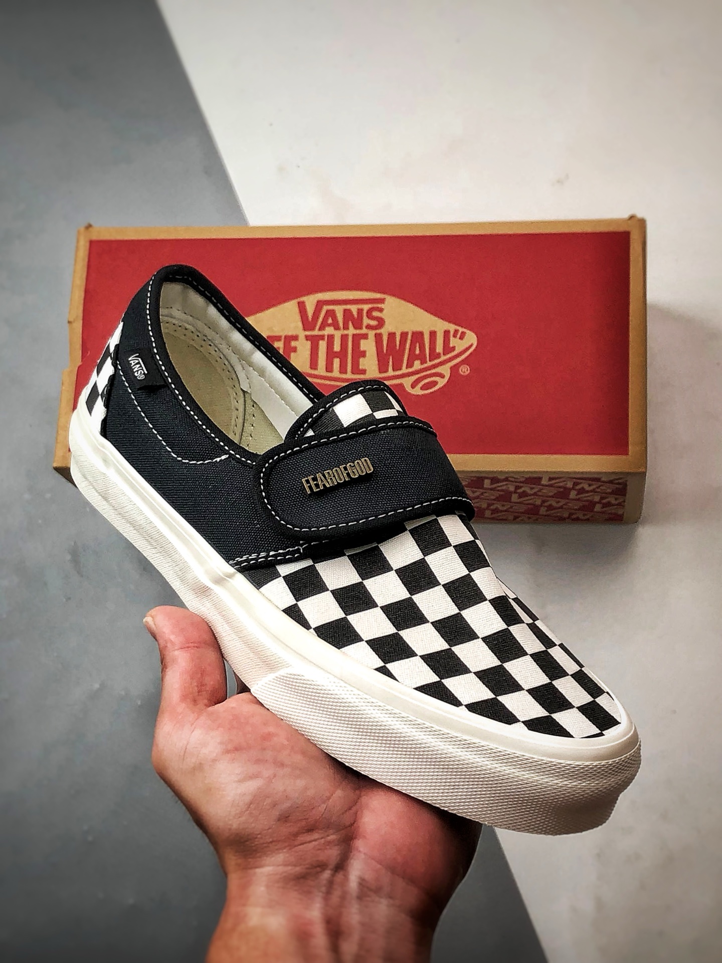130 Fear of Fog x Vans Slip-On 47 V DX Fog 高街黑白棋盘格懒人魔术贴一脚蹬帆布鞋 VN0A3J9FPZR