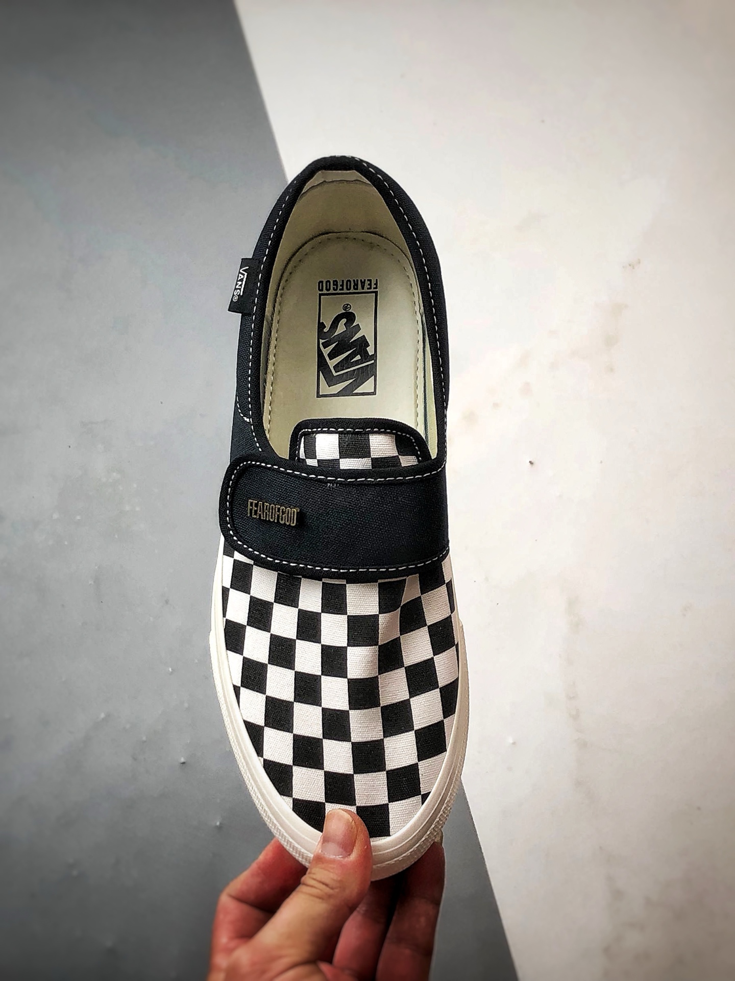 130 Fear of Fog x Vans Slip-On 47 V DX Fog 高街黑白棋盘格懒人魔术贴一脚蹬帆布鞋 VN0A3J9FPZR