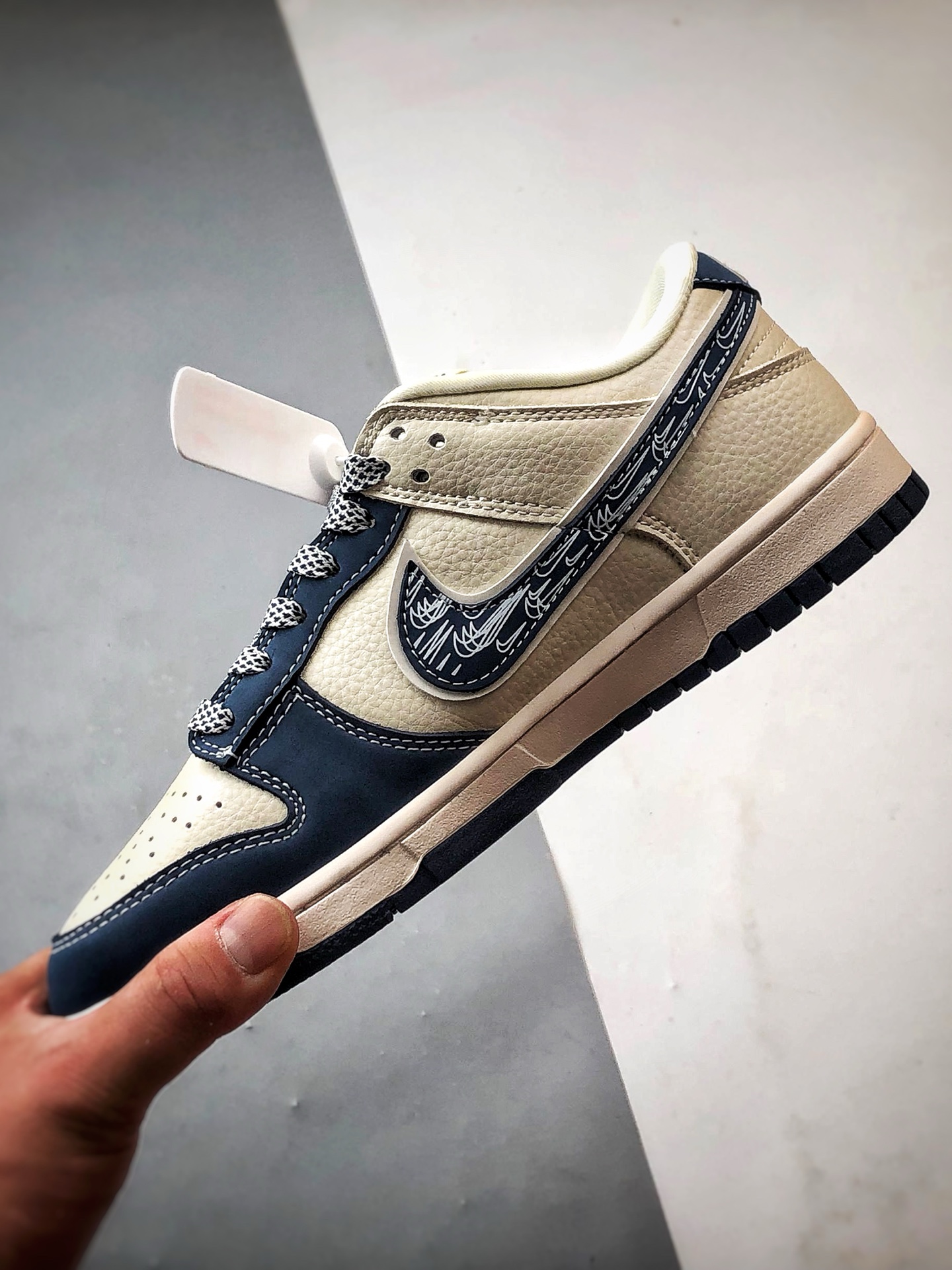 290 NK Dunk Low Retro ”DIY高端定制” Sup米白蓝印花钩 低帮休闲运动板鞋 LW1818-116