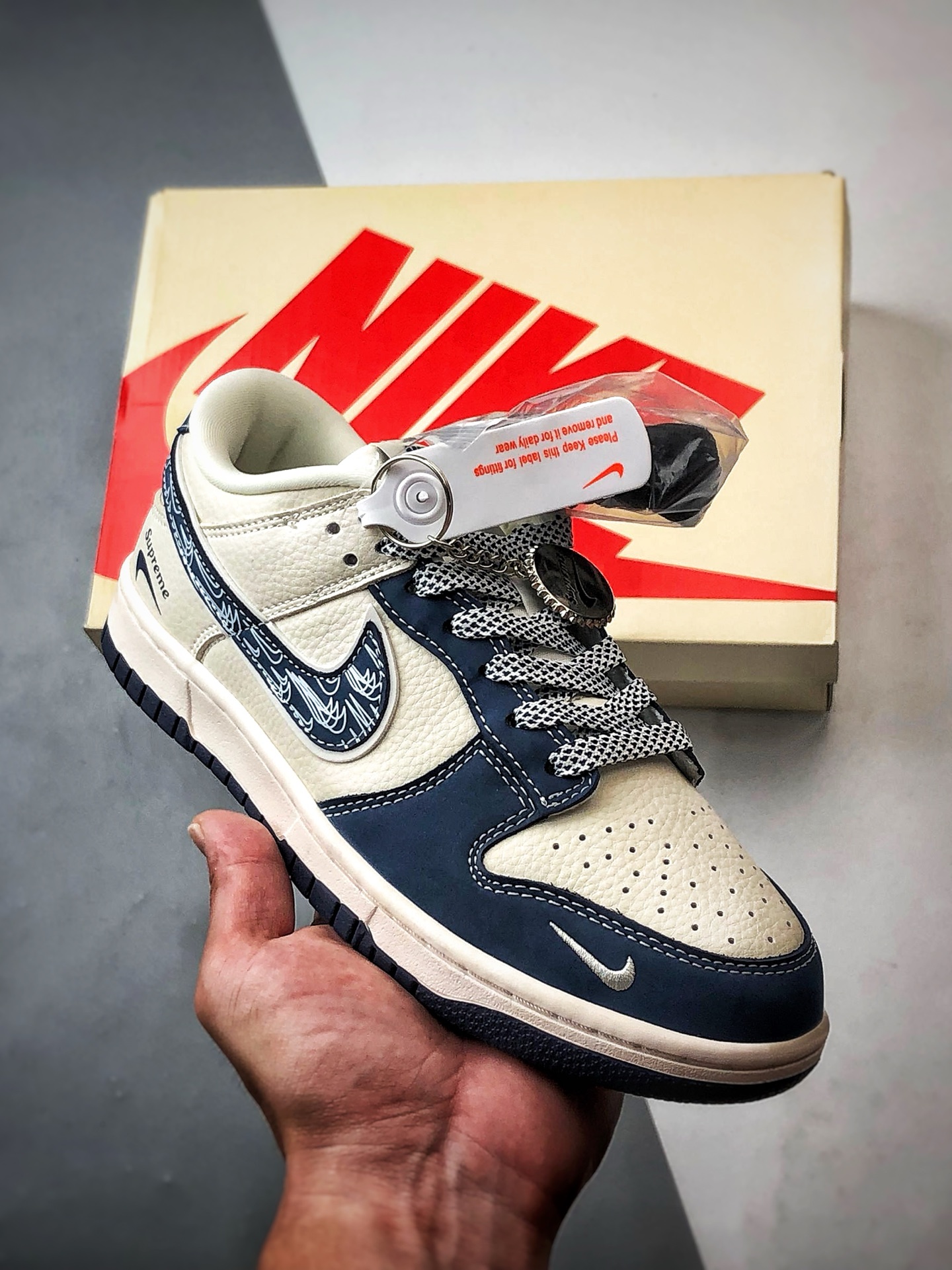 290 NK Dunk Low Retro ”DIY高端定制” Sup米白蓝印花钩 低帮休闲运动板鞋 LW1818-116