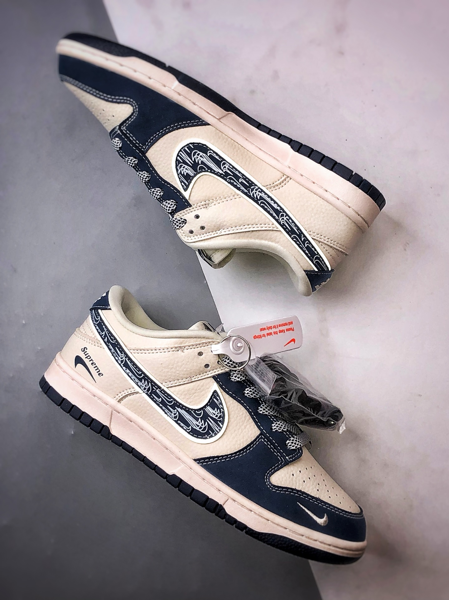 290 NK Dunk Low Retro ”DIY高端定制” Sup米白蓝印花钩 低帮休闲运动板鞋 LW1818-116
