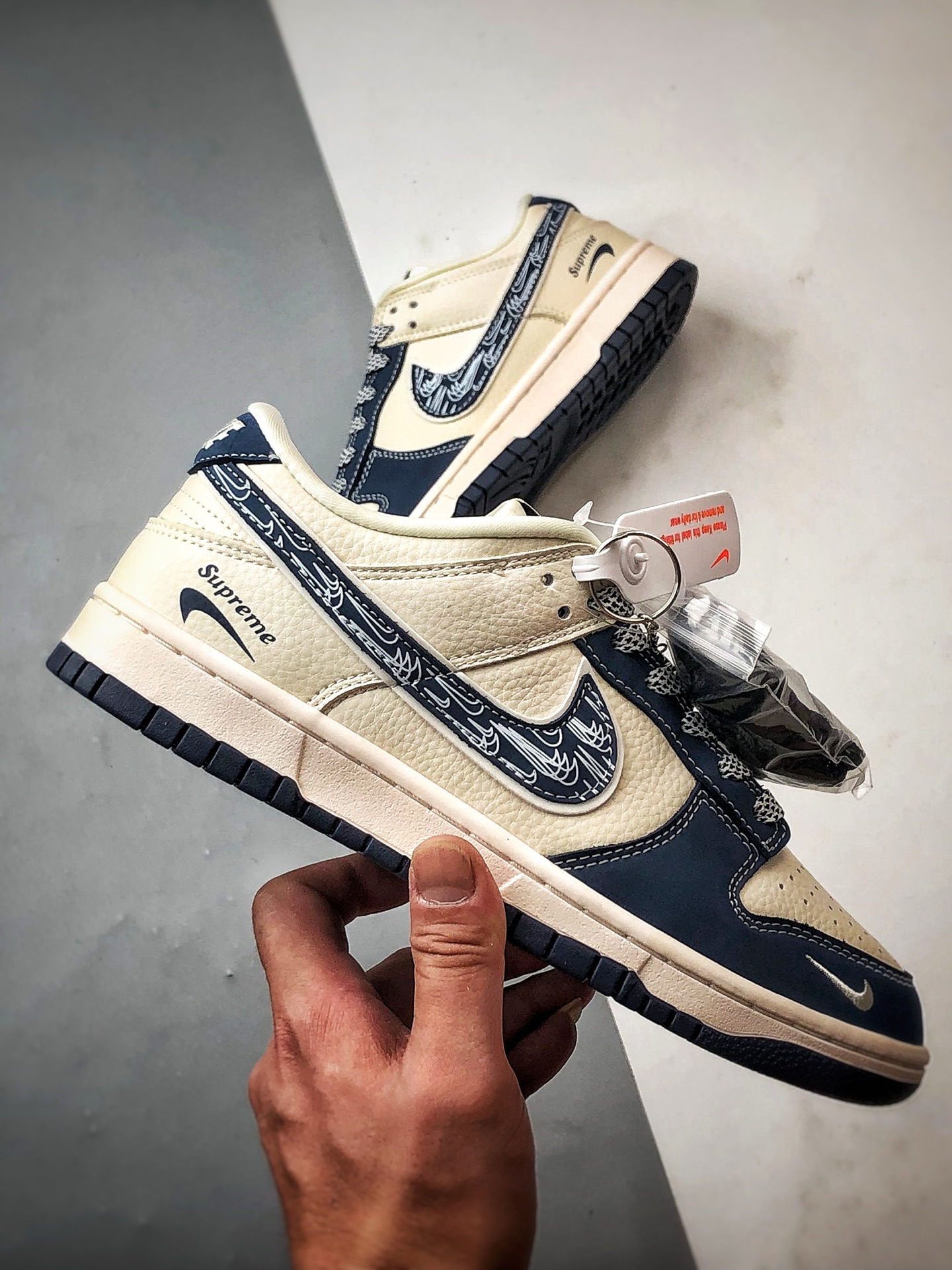 290 NK Dunk Low Retro ”DIY高端定制” Sup米白蓝印花钩 低帮休闲运动板鞋 LW1818-116