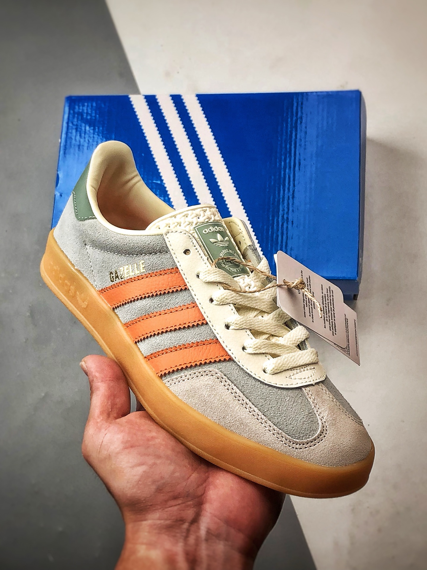 180 AD Originals Gazelle Indoor 灰绿橘 三叶草复古休闲运动板鞋 JQ0011