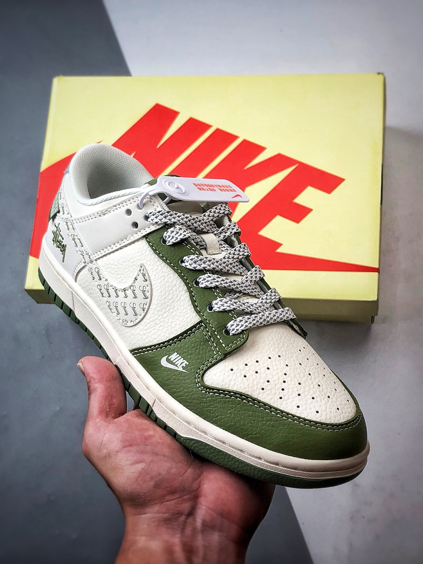 290 NK Dunk Low Retro ”DIY高端定制” 斯图西反光米白绿涂鸦钩 低帮休闲运动板鞋 XS6089-592