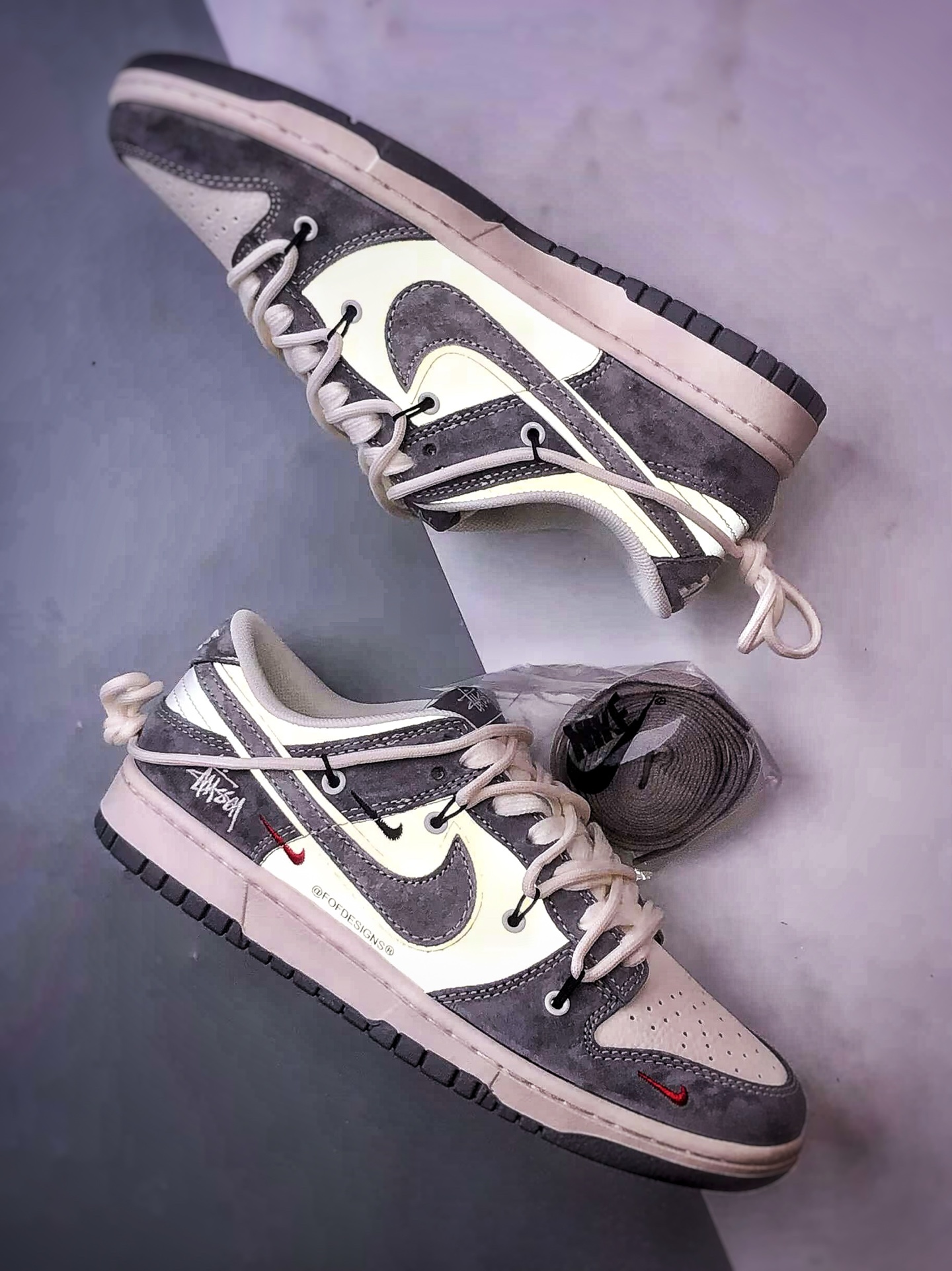NK Dunk Low Retro ”DIY高端定制” 斯图西米白灰解构 低帮休闲运动板鞋 YX5066-328