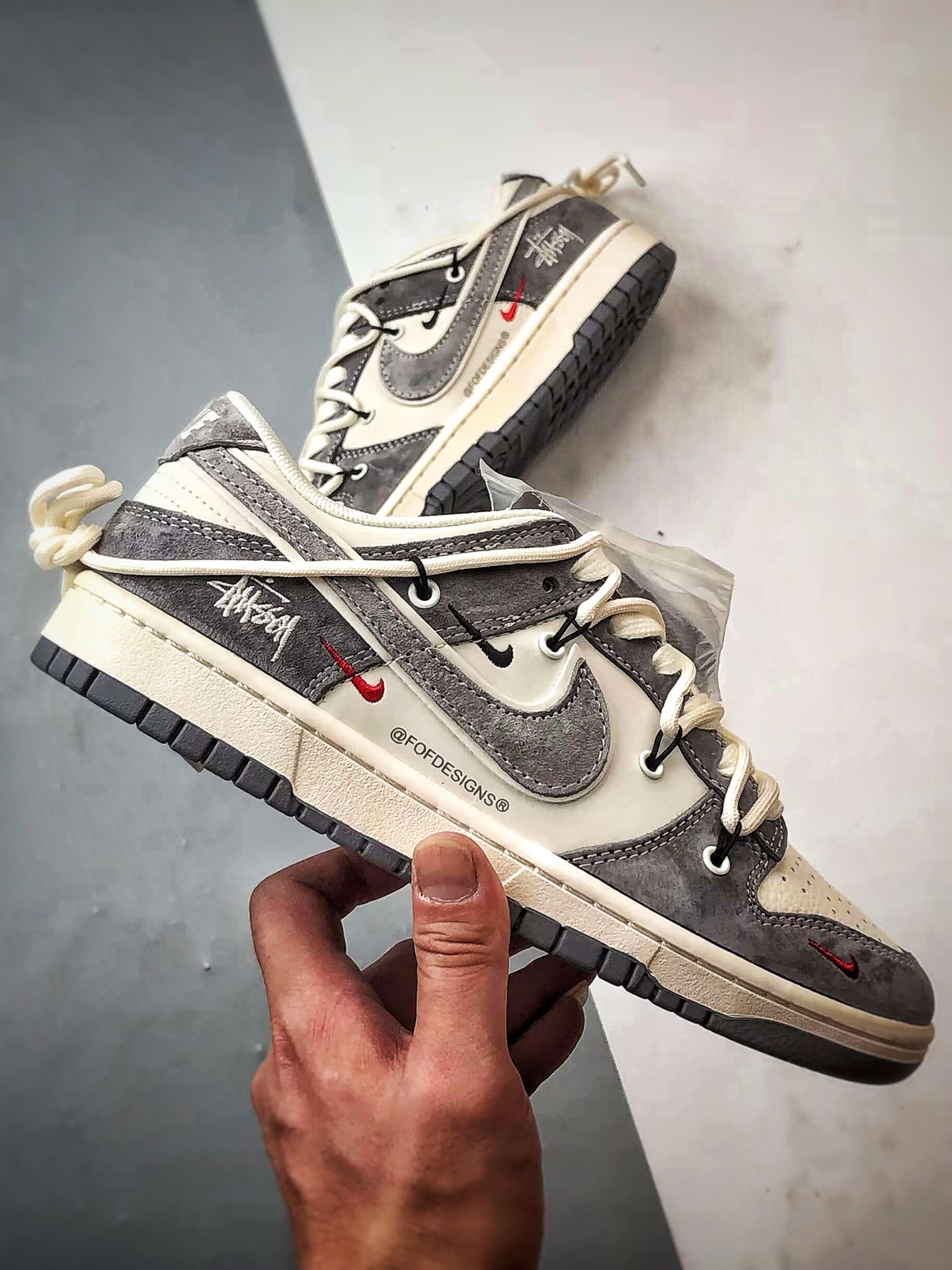 NK Dunk Low Retro ”DIY高端定制” 斯图西米白灰解构 低帮休闲运动板鞋 YX5066-328