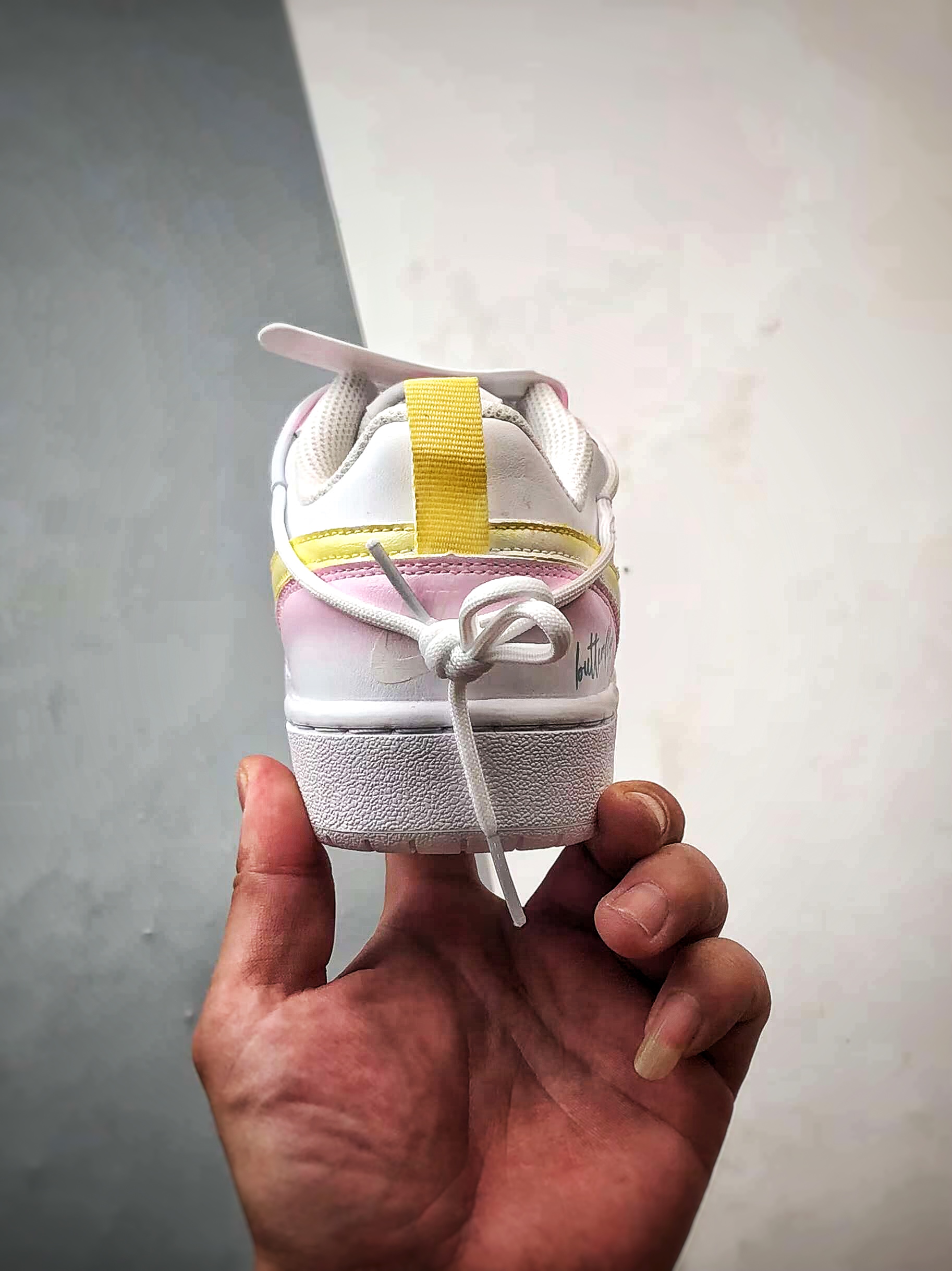 【定制球鞋】NK Court Vision 1 Low ”彩虹云朵” 黄粉蓝 手绘泼墨涂鸦定制板鞋 BQ5448-213