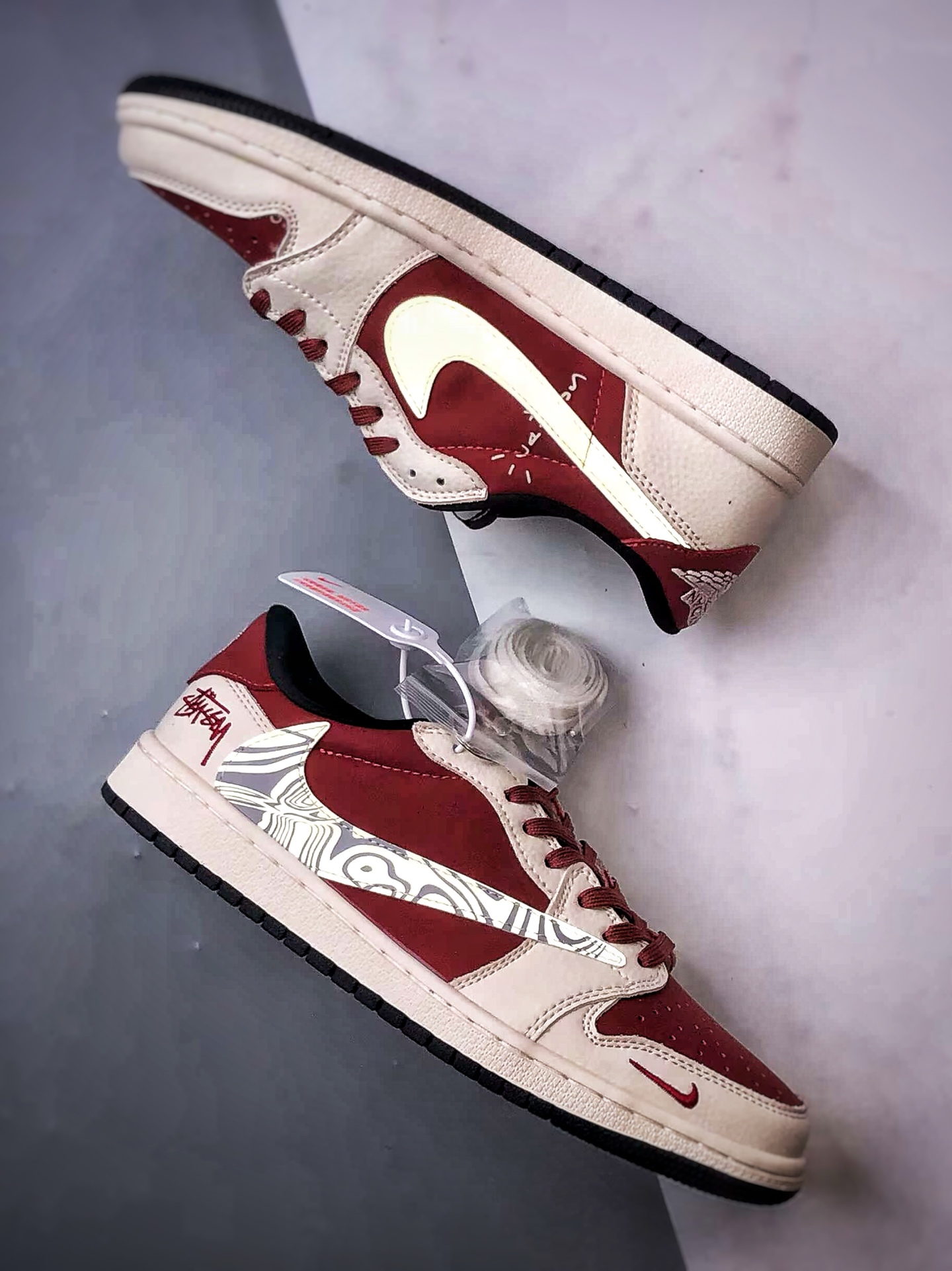 Air Jordan 1 Low OG ”高端定制” 斯图西米白红倒钩 LD2025-017