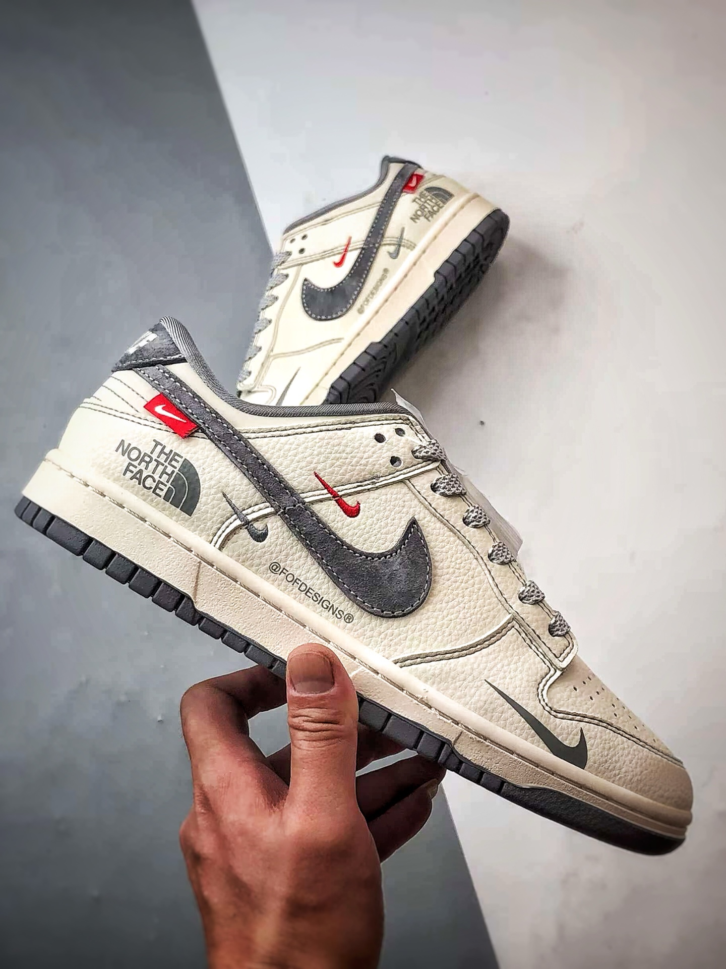 NK Dunk Low Retro ”DIY高端定制” 北面CDG米白灰 低帮休闲运动板鞋 YX5066-340
