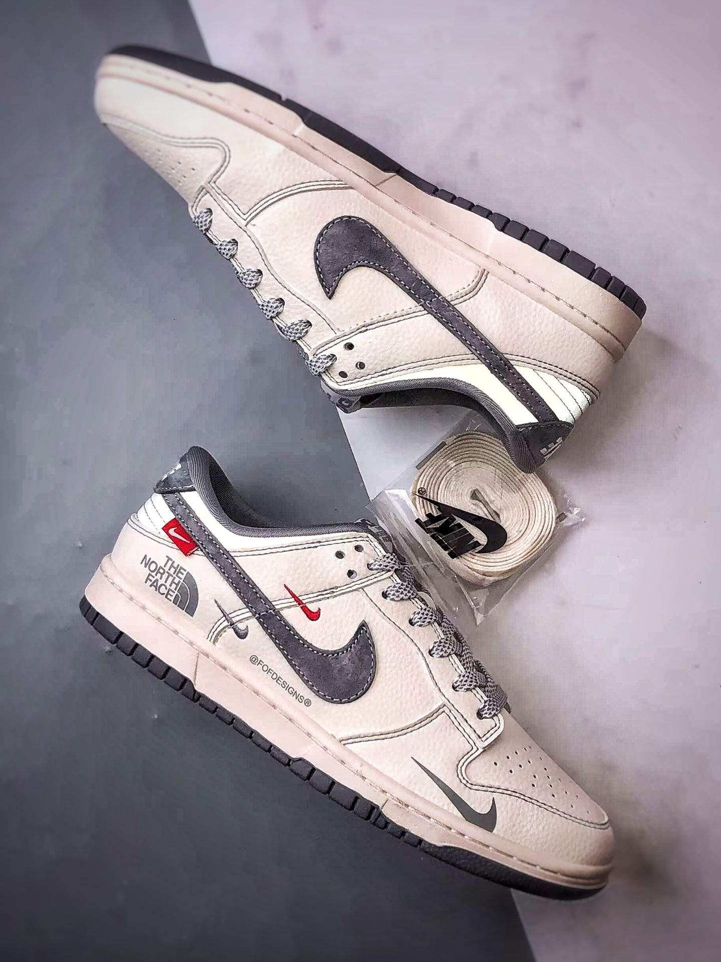 NK Dunk Low Retro ”DIY高端定制” 北面CDG米白灰 低帮休闲运动板鞋 YX5066-340