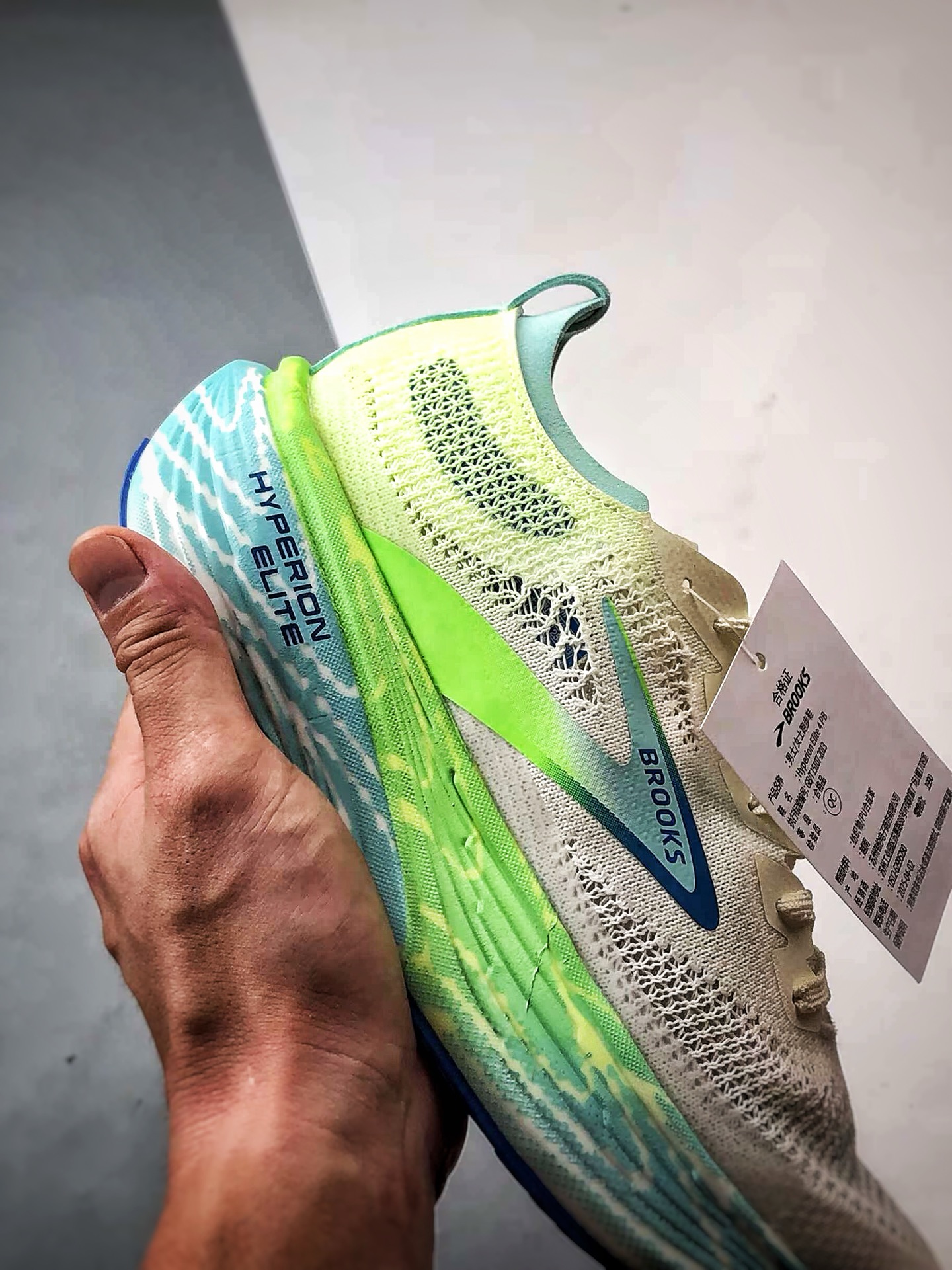 Brooks布鲁克斯 Hyperion Elite 4 白绿 龙卷风系列越野竞速跑步鞋