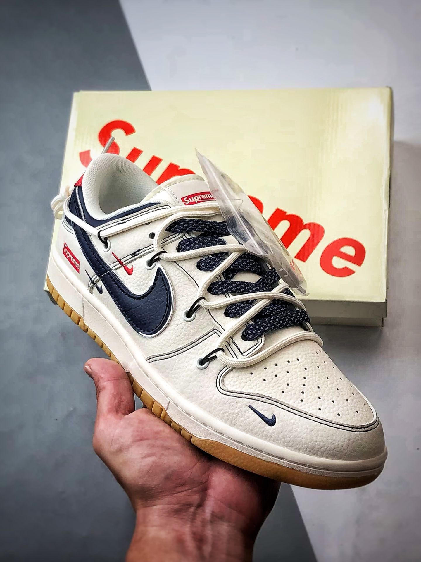 NK Dunk Low Retro ”DIY高端定制” Sup米深蓝生胶解构 低帮休闲运动板鞋 FC1688-217