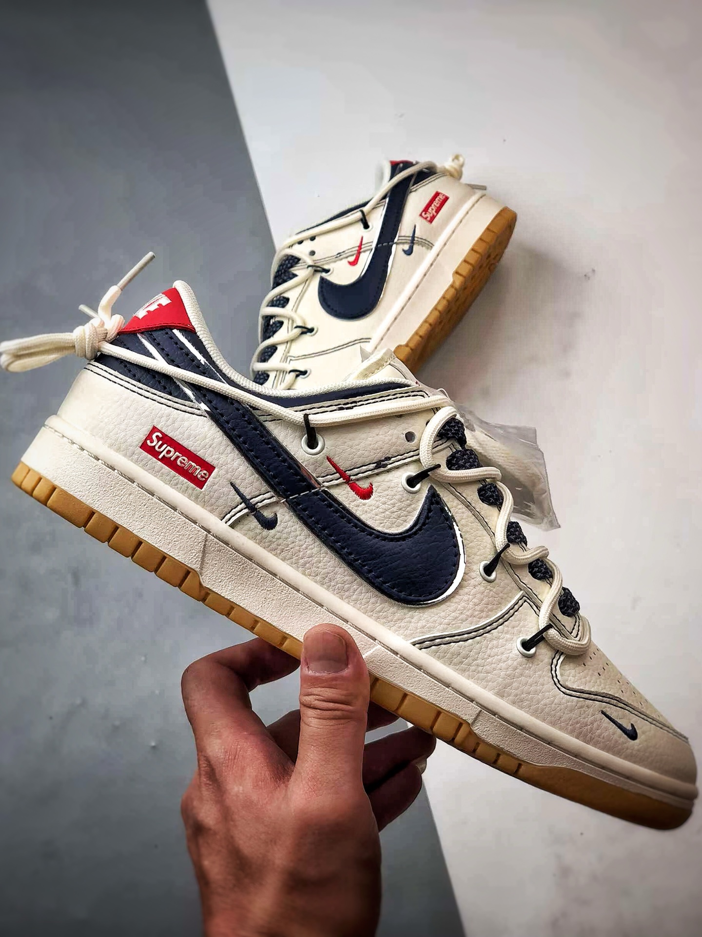 NK Dunk Low Retro ”DIY高端定制” Sup米深蓝生胶解构 低帮休闲运动板鞋 FC1688-217