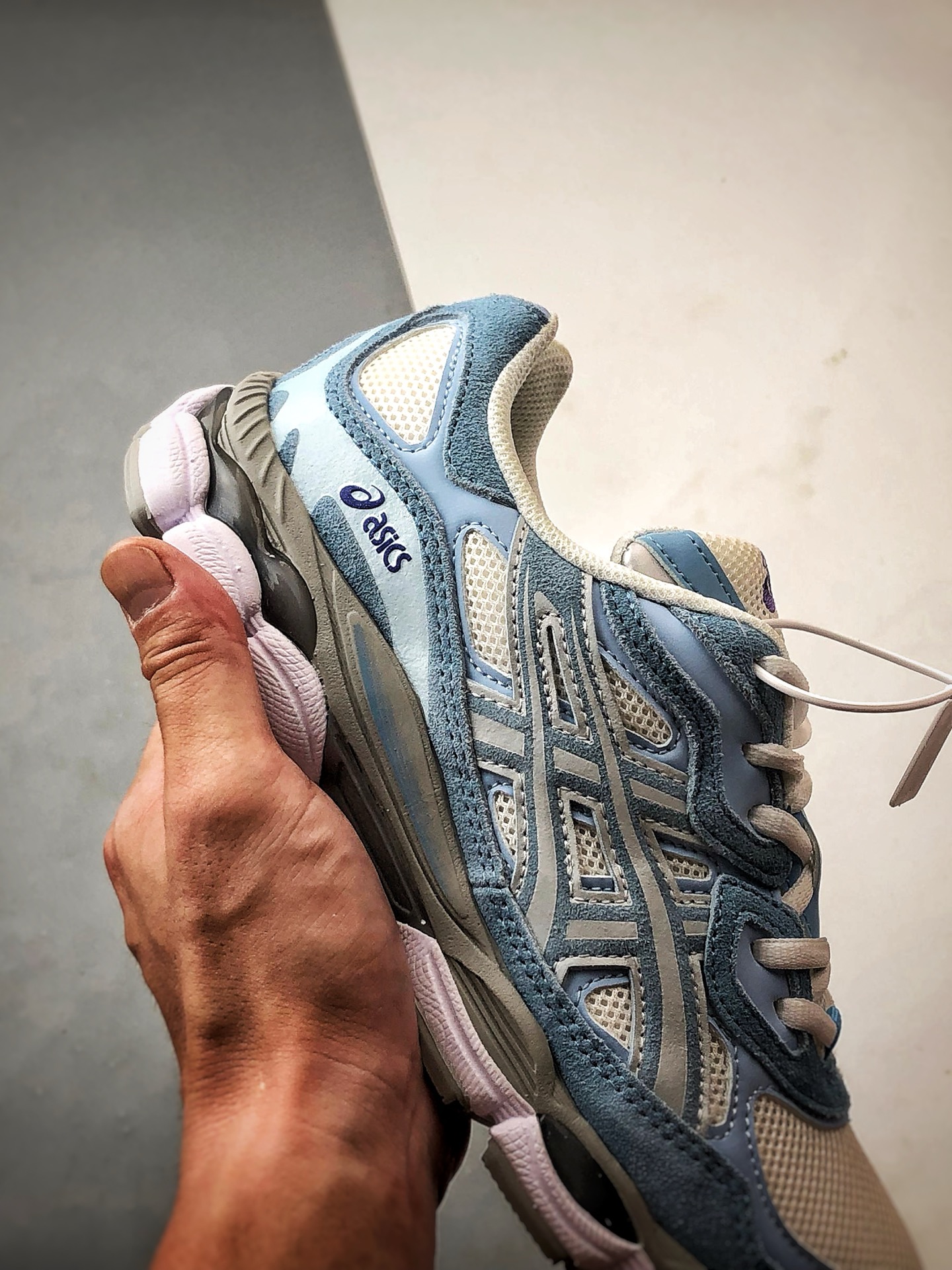 200 Asics Gel-NYC 复古单品 蓝灰色 亚瑟士新款厚底街头运动休闲鞋